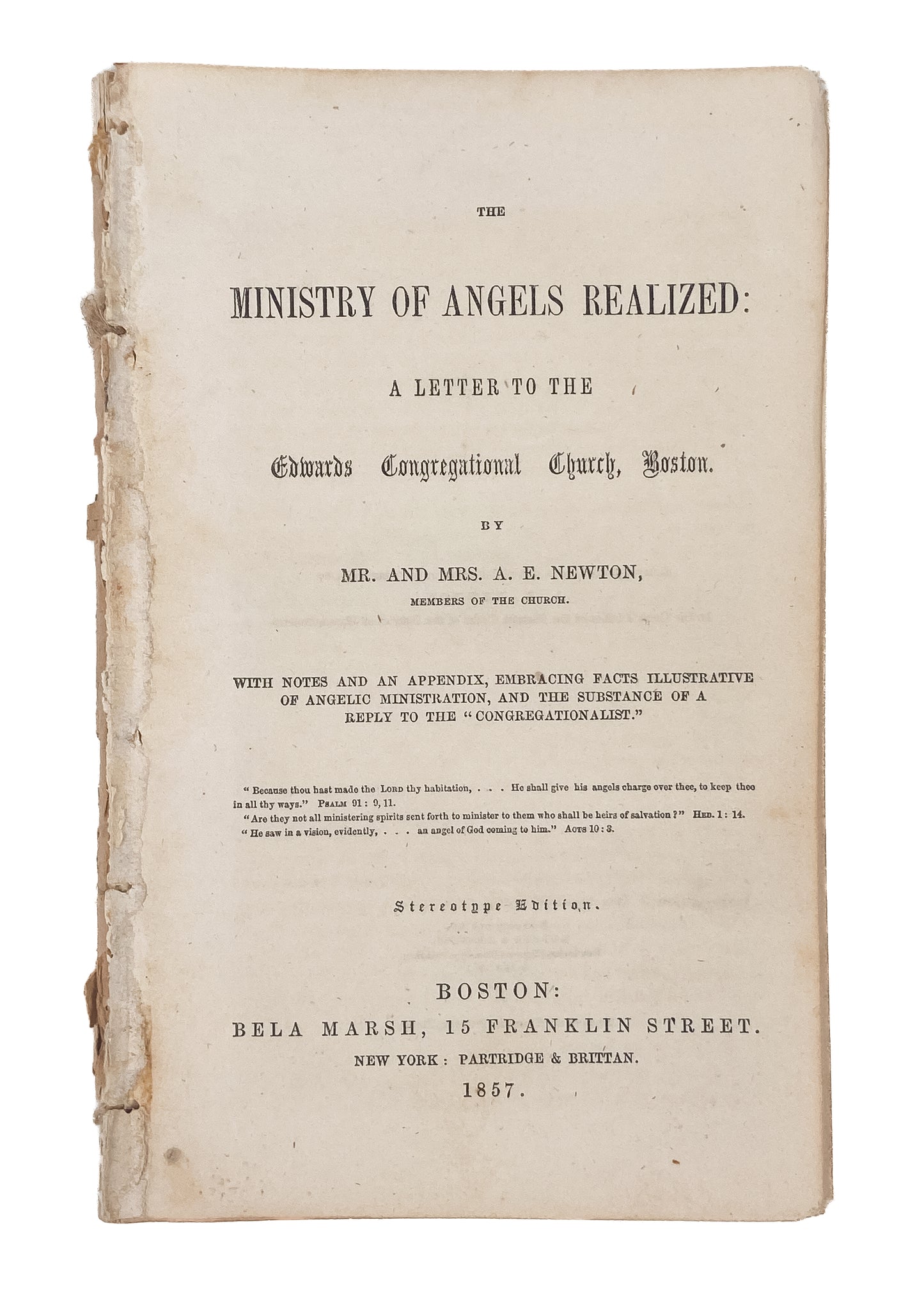 1857 SPIRITUALISM & THE CHURCH. Rare Work Attempting to Harmonize Spiritualism and Orthodoxy