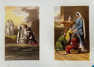 1860-70 JOHN BUNYAN. Rare Unused Color Lithograph Panel of 8 Illustrations for Pilgrim's Progress.