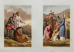 1860-70 JOHN BUNYAN. Rare Unused Color Lithograph Panel of 8 Illustrations for Pilgrim's Progress.