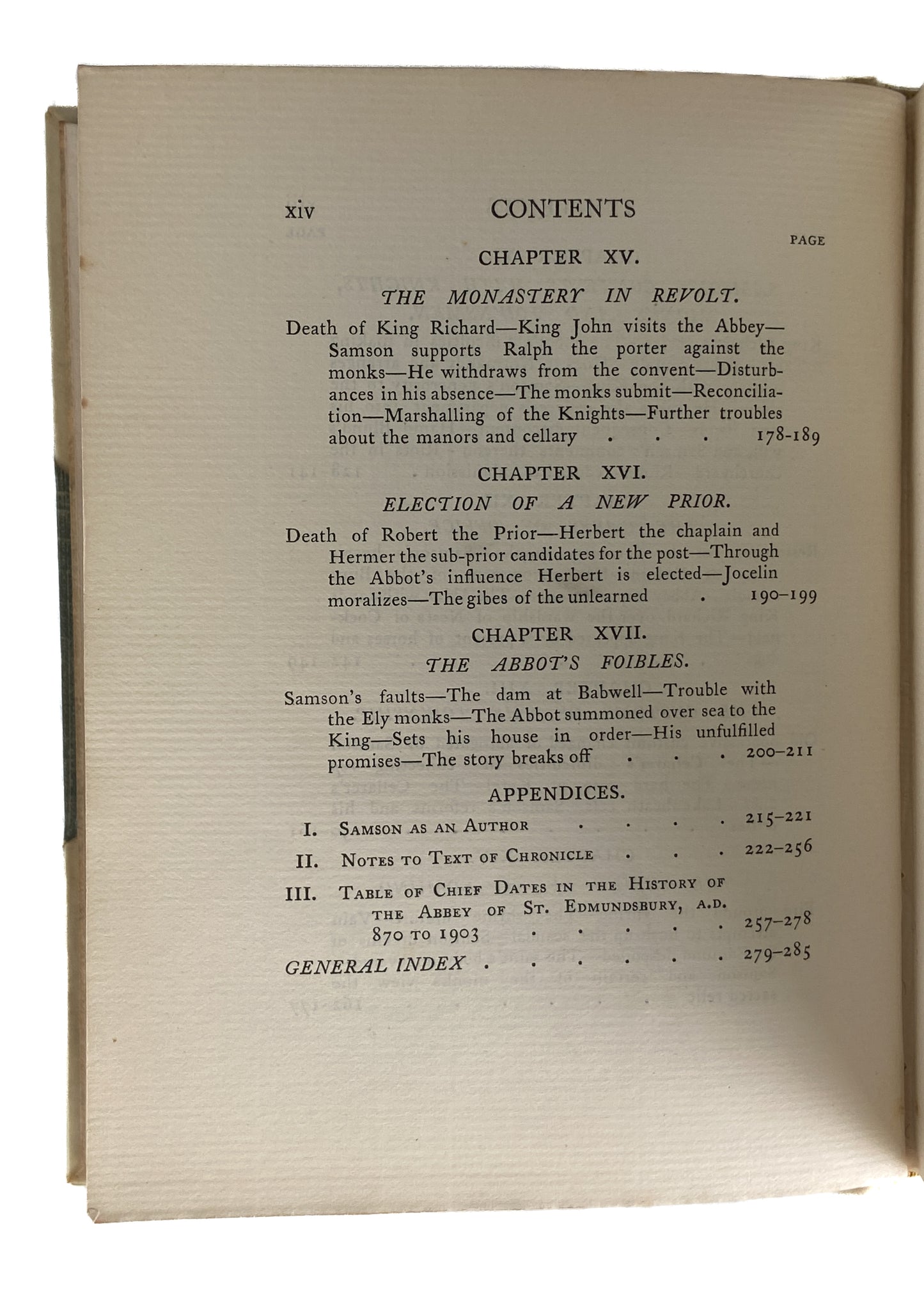 1903 ABBOTT SAMSON [1135-1211]. Monastic Life and Leadership in a 12th Century Spiritual Community.