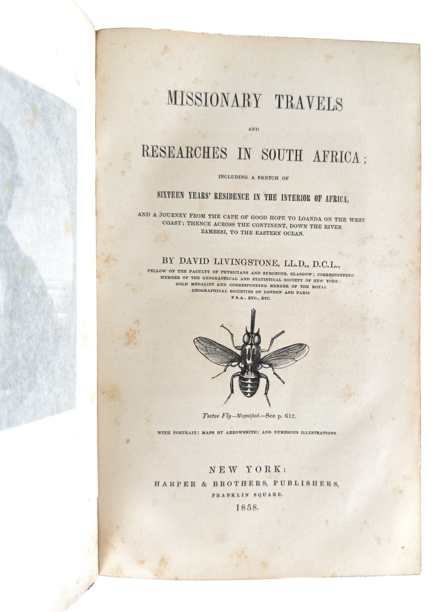 1858 DAVID LIVINGSTONE. First American Edition - Missionary Travels and Researches in South Africa - Slavery.