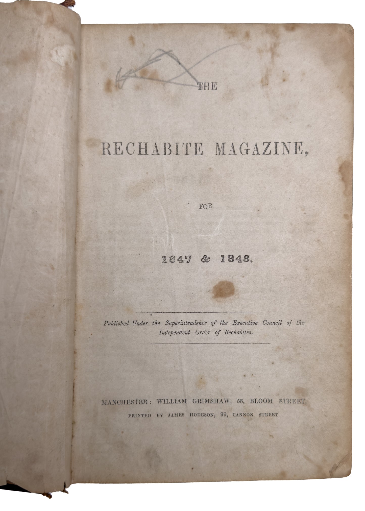 1847-48 THE RECHABITE MAGAZINE. Temperance, Hydrotherapy, Early Anti-Alcohol Publication.