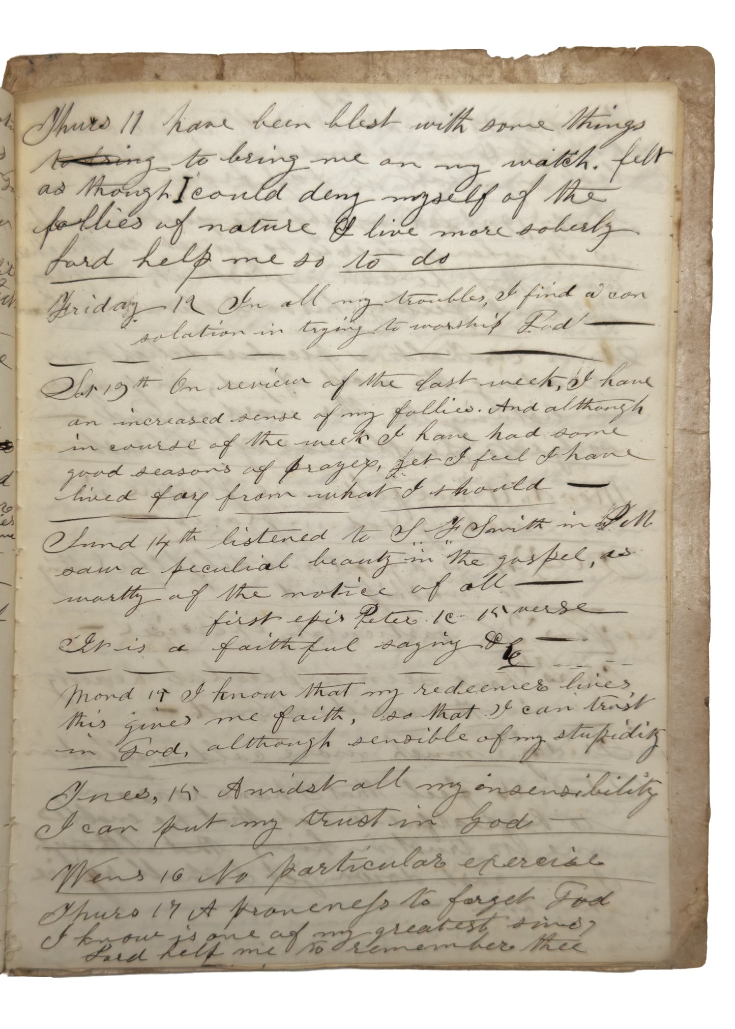 1839 BAPTIST DIARY. Rev. C. C. Long - Student at Waterville Baptist College - Samuel Francis Smith &c.