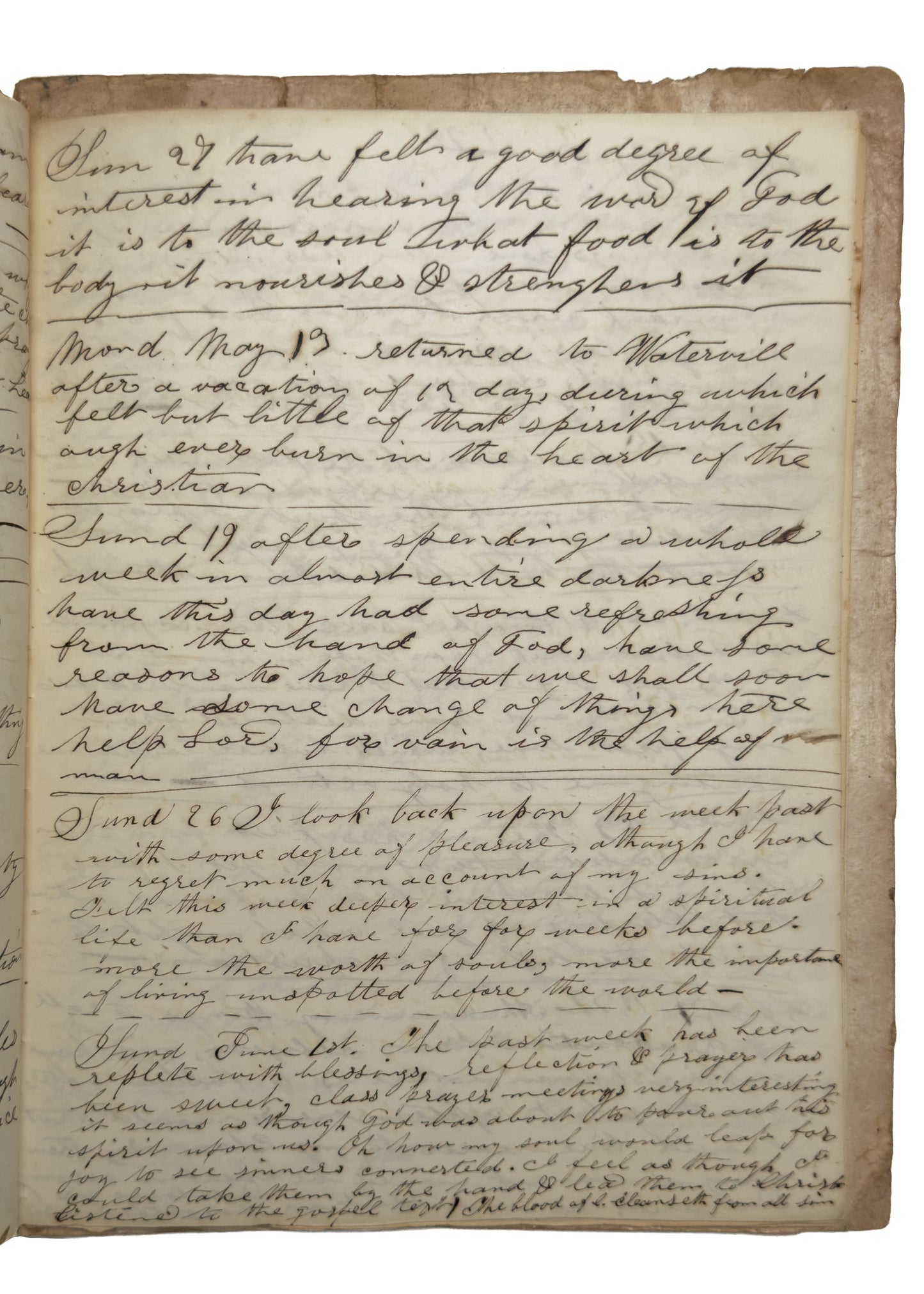 1839 BAPTIST DIARY. Rev. C. C. Long - Student at Waterville Baptist College - Samuel Francis Smith &c.