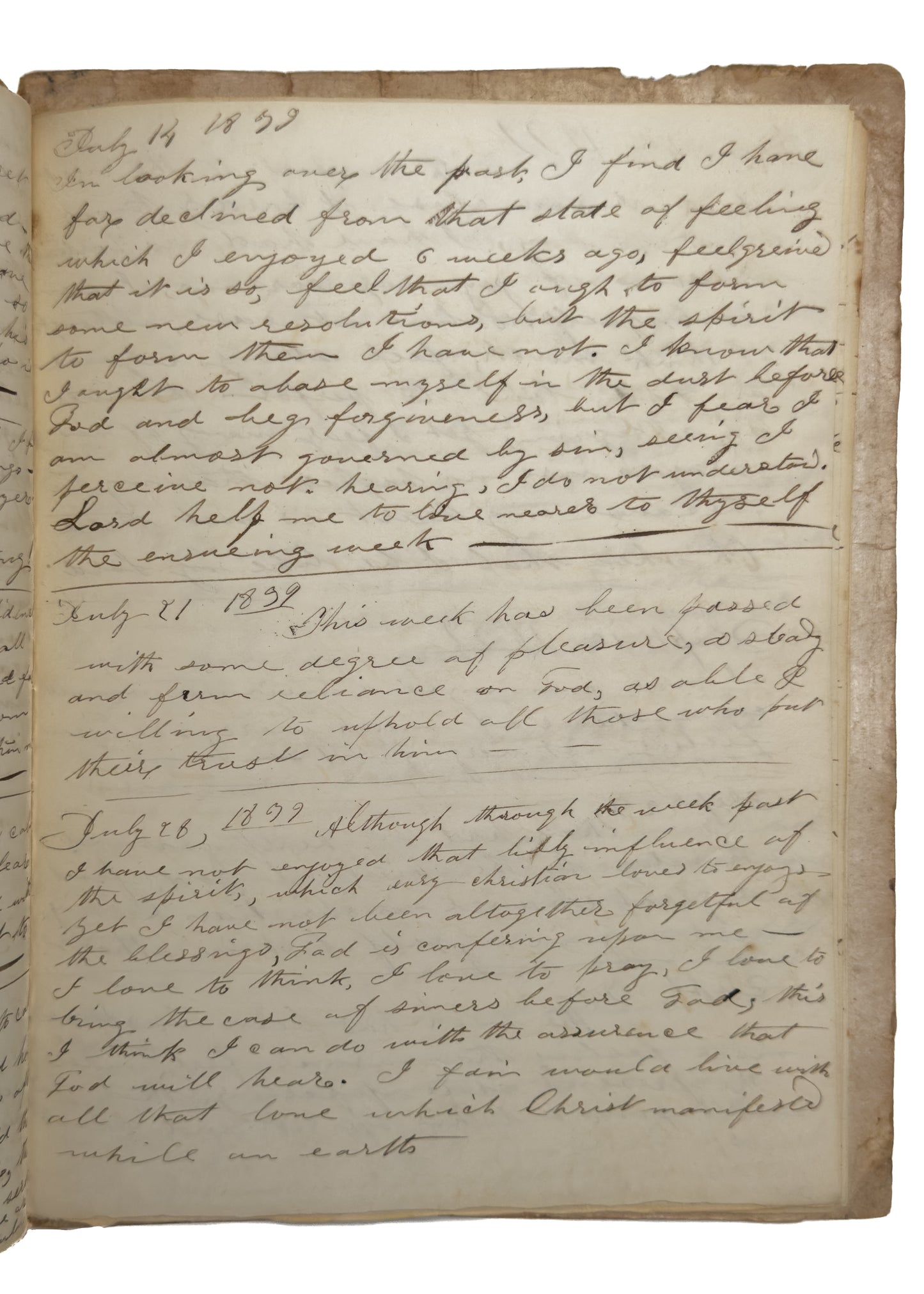 1839 BAPTIST DIARY. Rev. C. C. Long - Student at Waterville Baptist College - Samuel Francis Smith &c.