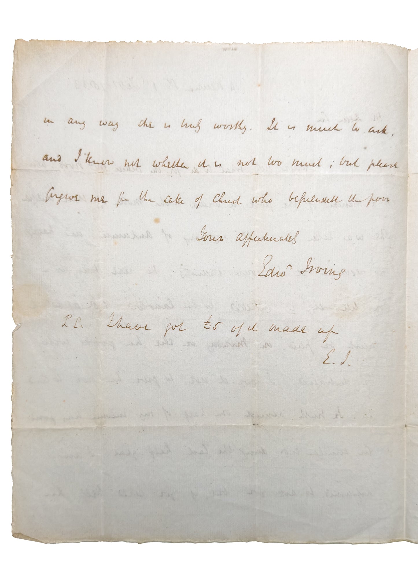 1833 EDWARD IRVING. A Very Rare Pastoral Letter Written Shortly before Death.