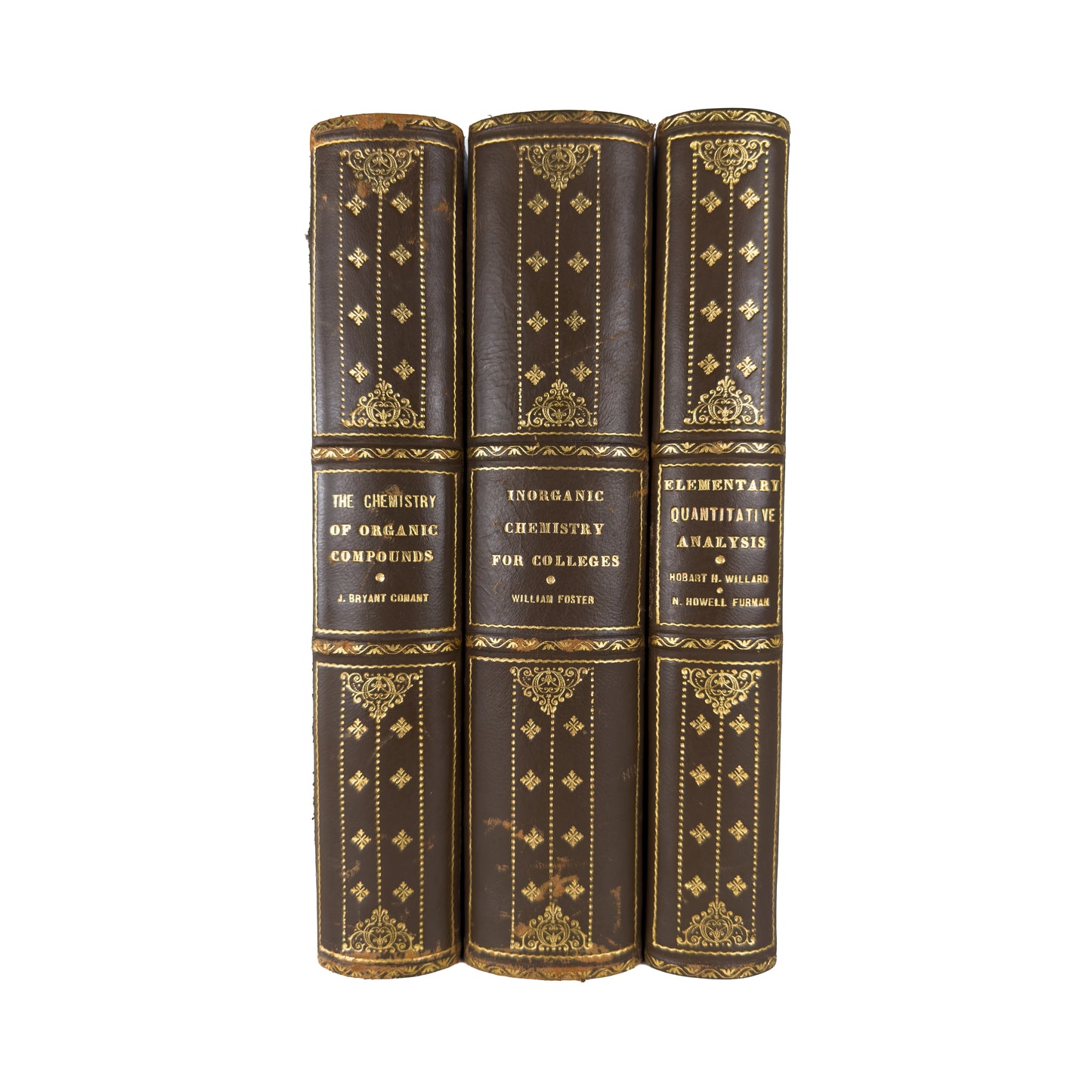 1932-1936 FINE BINDING - CHEMISTRY. Three Academic Chemistry Texts in Fine, Custom Leather Bindings.