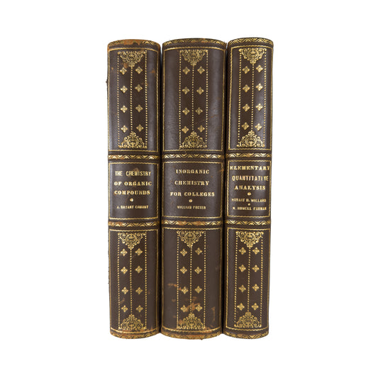 1932-1936 FINE BINDING - CHEMISTRY. Three Academic Chemistry Texts in Fine, Custom Leather Bindings.