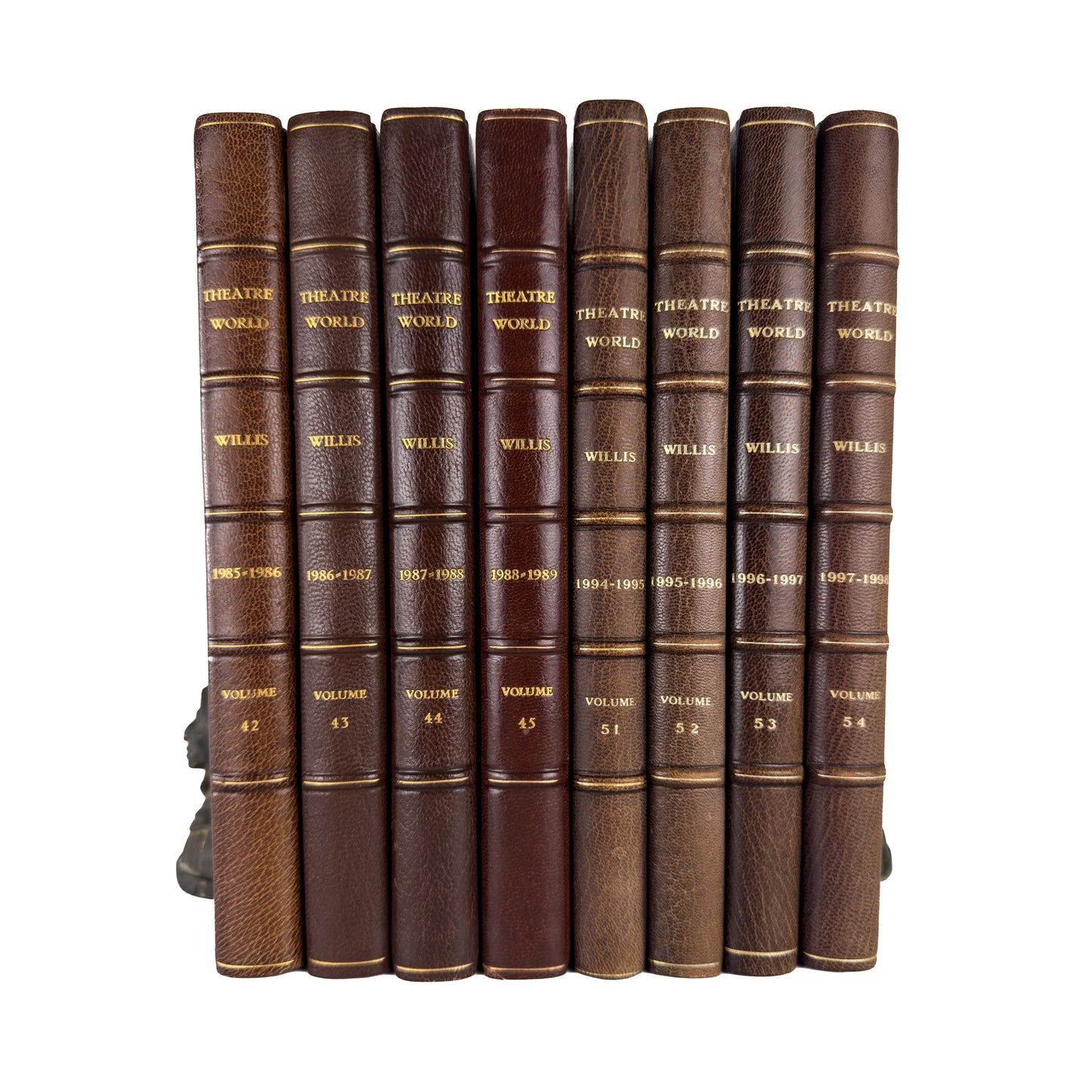 1985-1998 THEATRE & BROADWAY. 8 Years of Theatre World in Superb Half Leather Bindings.