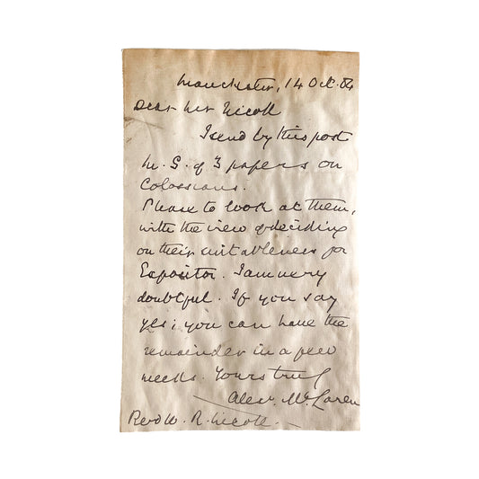 1904 ALEXANDER MACLAREN. Fine 1p. Framing Autograph Letter by Scottish Baptist.