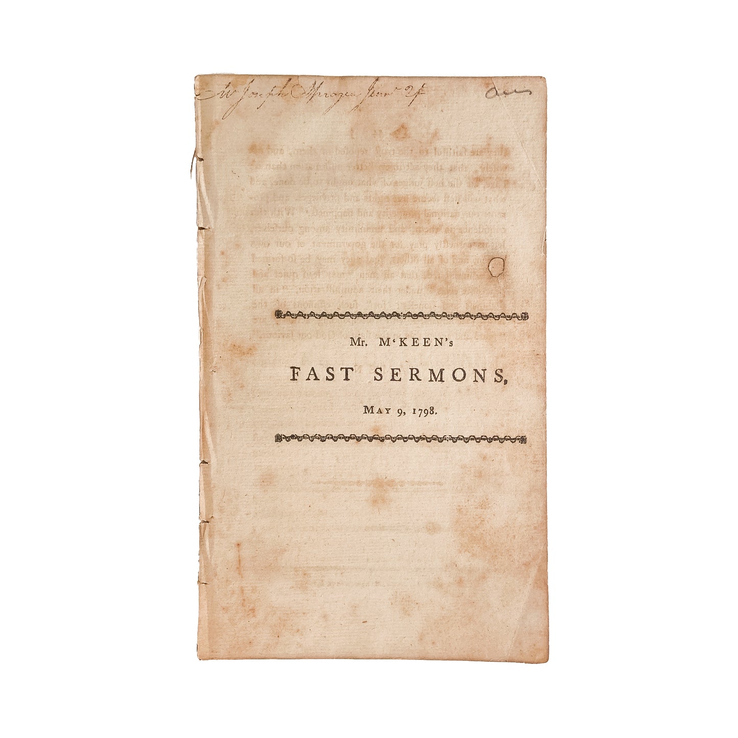 1798 GEORGE WASHINGTON & QUASI-WAR. Sermons on George Washington, Patriotism, and War with France.