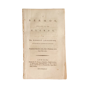 1785 ROBERT LEIGHTON. Previously Unpublished Sermon to Clergy - Spurgeon Recommended!