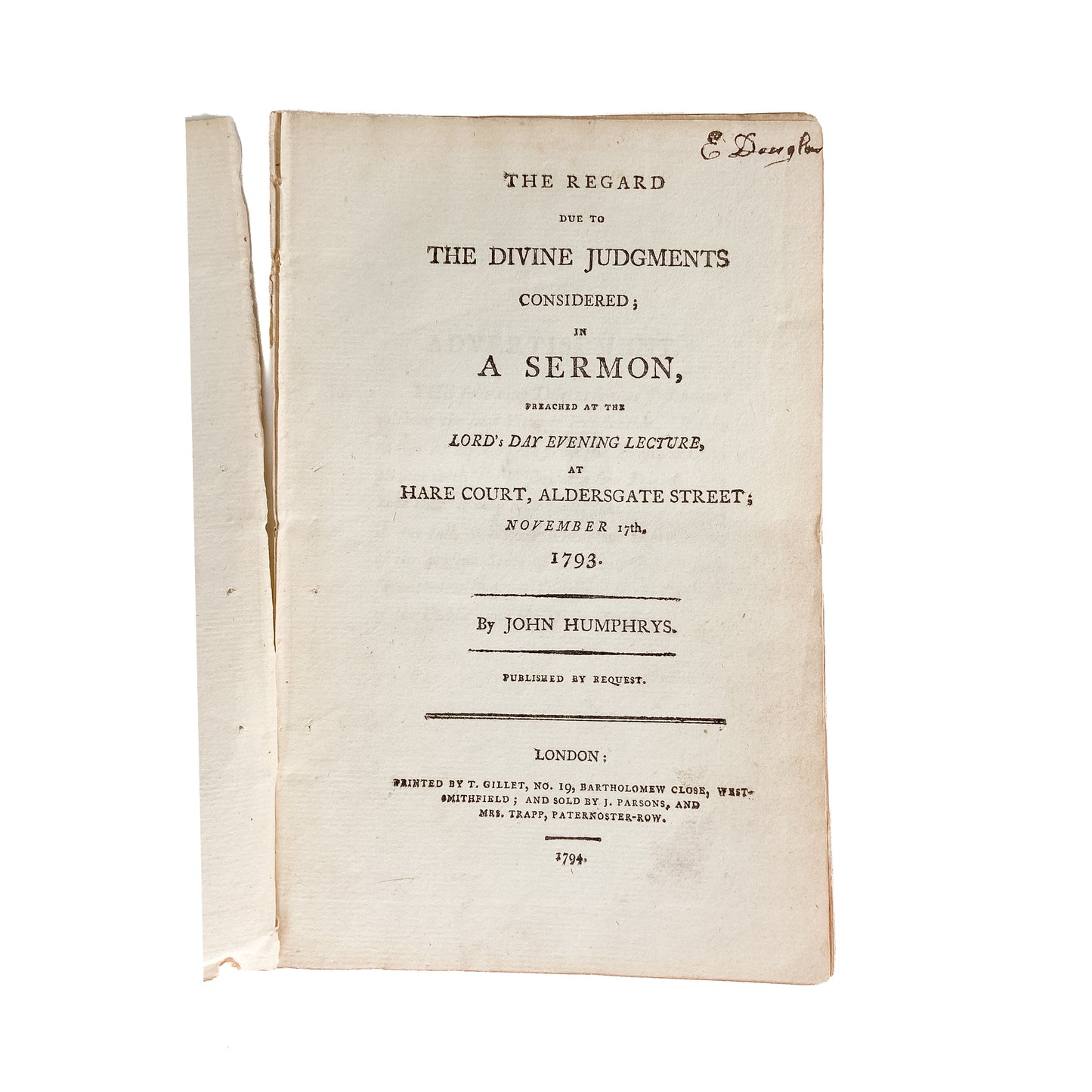 1793 ON GOD'S PROVIDENCE IN WAR. Sermon on Godly Patriotism, Individual and National Righteousness, etc.