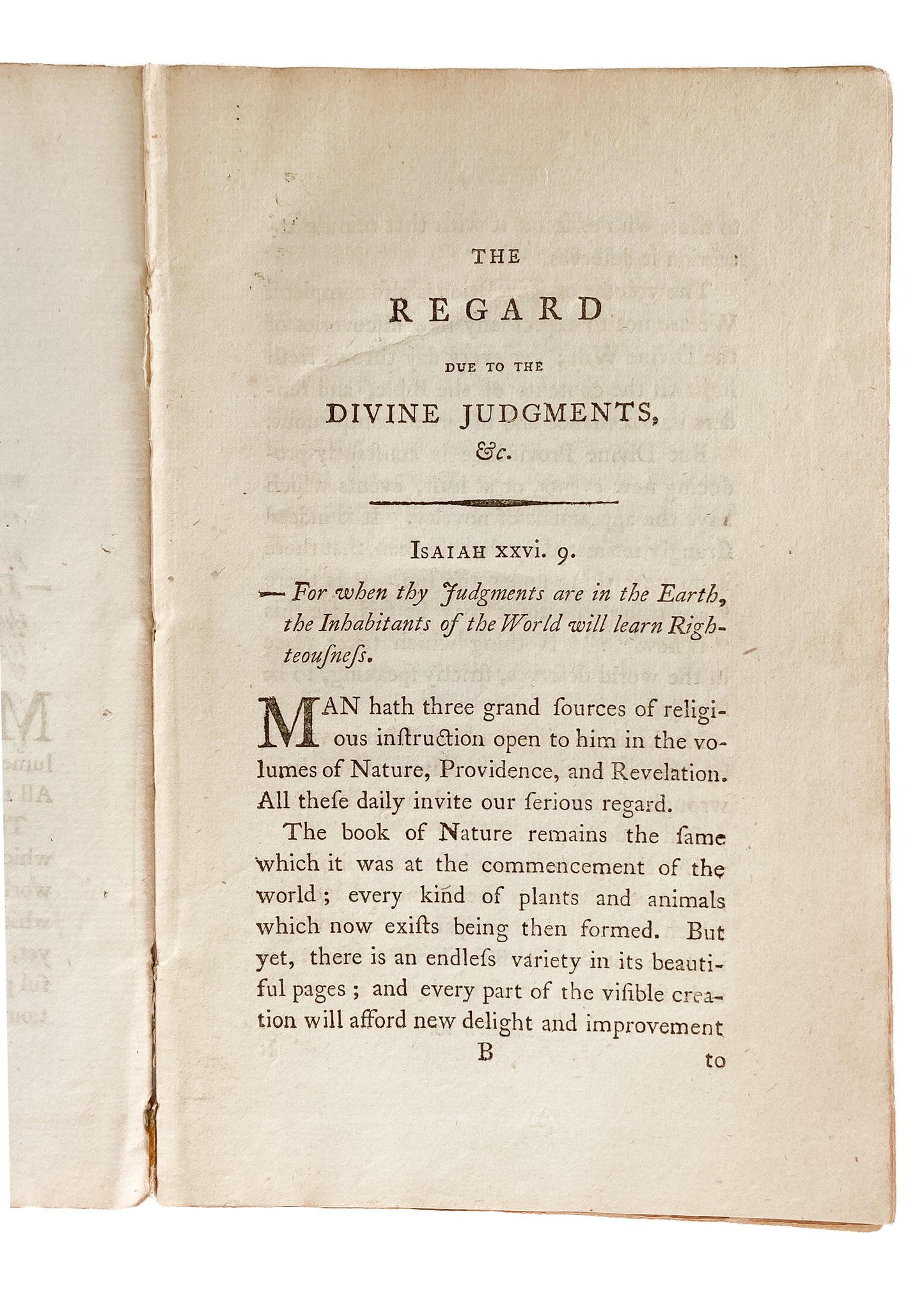 1793 ON GOD'S PROVIDENCE IN WAR. Sermon on Godly Patriotism, Individual and National Righteousness, etc.