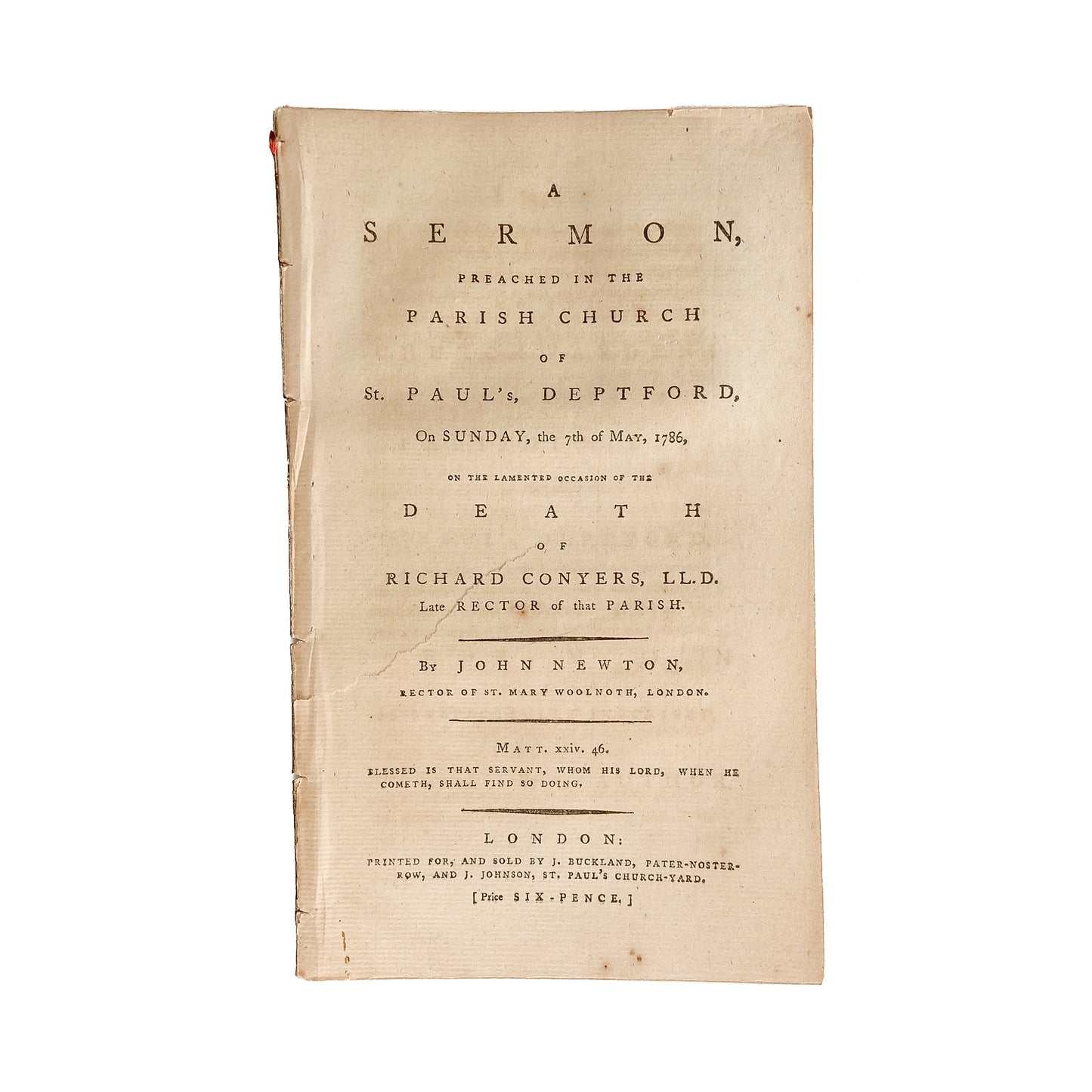 1786 JOHN NEWTON. Funeral Sermon of Great Awakening Preacher, Richard Conyers. George Whitefield's Co-Evangelist.