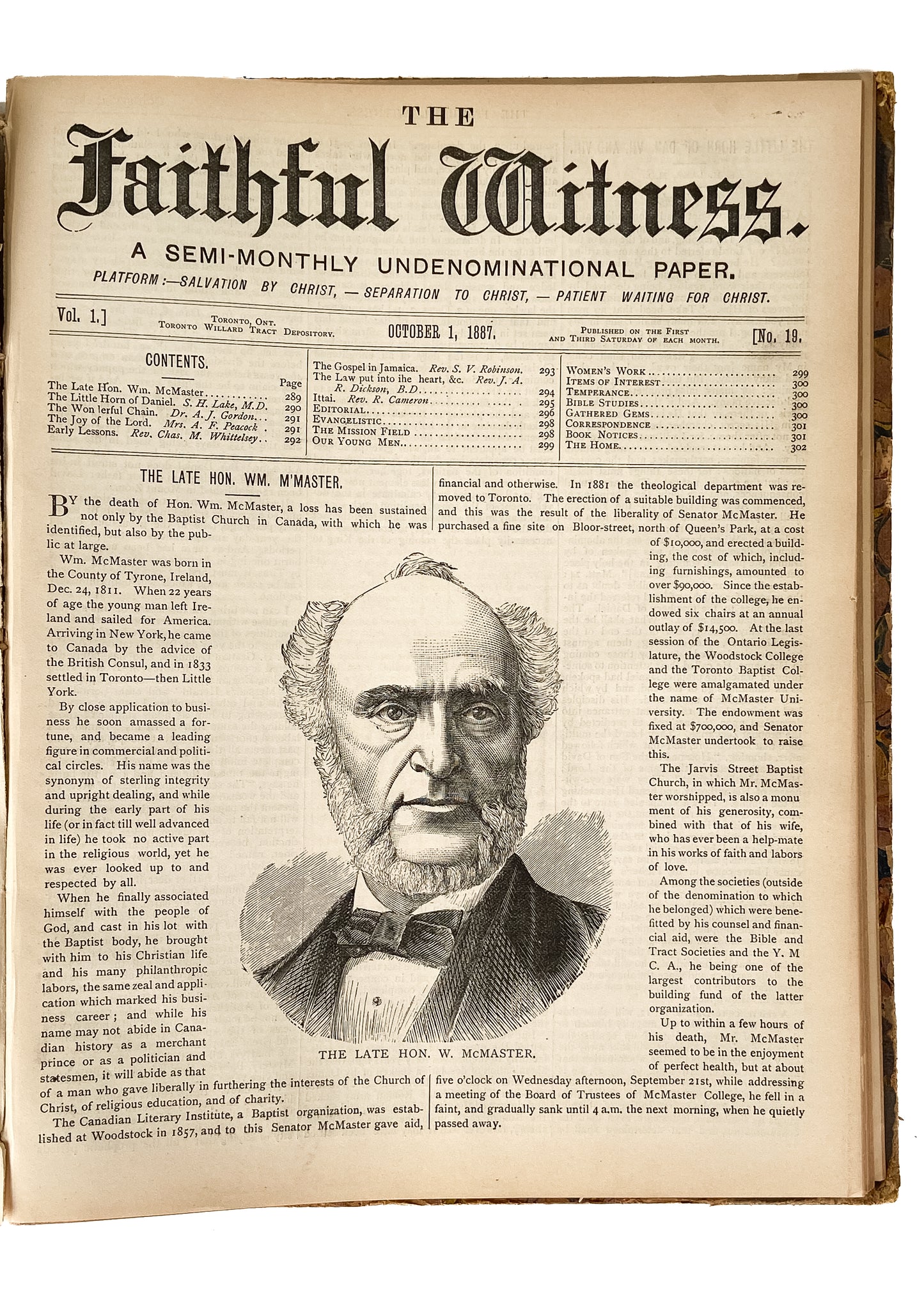 1888 THE FAITHFUL WITNESS. Pre-Millennialism, Keswick, Missions, and the Miraculous.