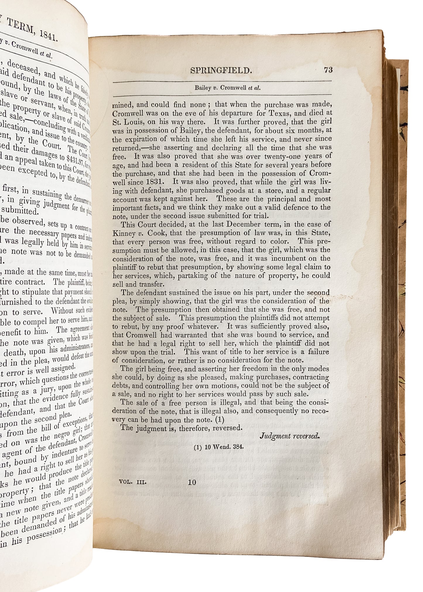 1839-1844 ABRAHAM LINCOLN. Argues the Slave Case that Changed America. Superb Provenance.