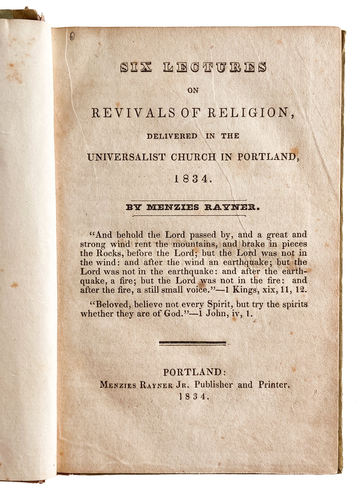 1834 MENZIES RAYNER. Six Lectures on Revivals of Religion. Important Second Great Awakening.