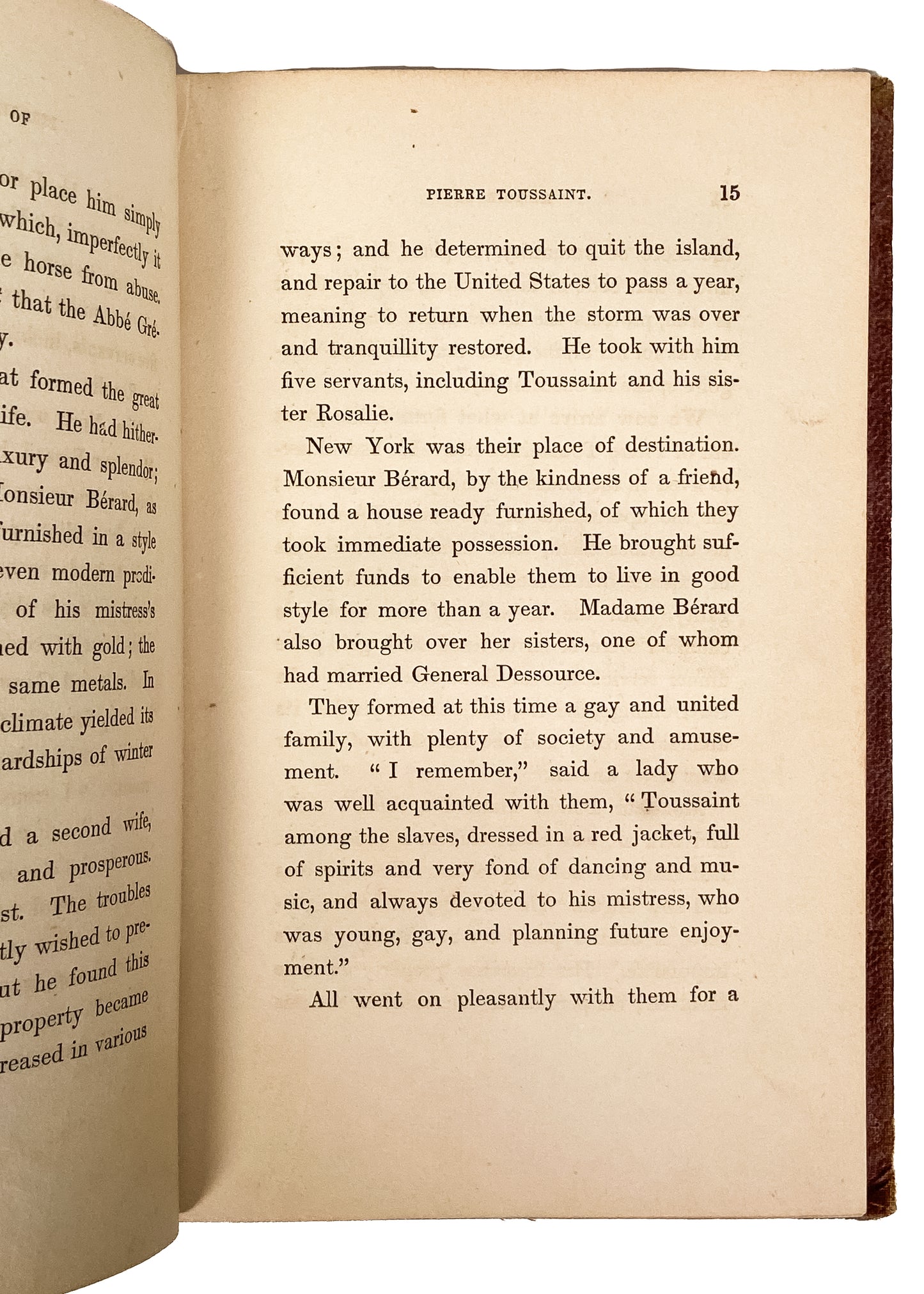 1854 EX-SLAVE IN NEW YORK. Memoir of Pierre Toussaint, Haitian Slave to New York Hairdresser.