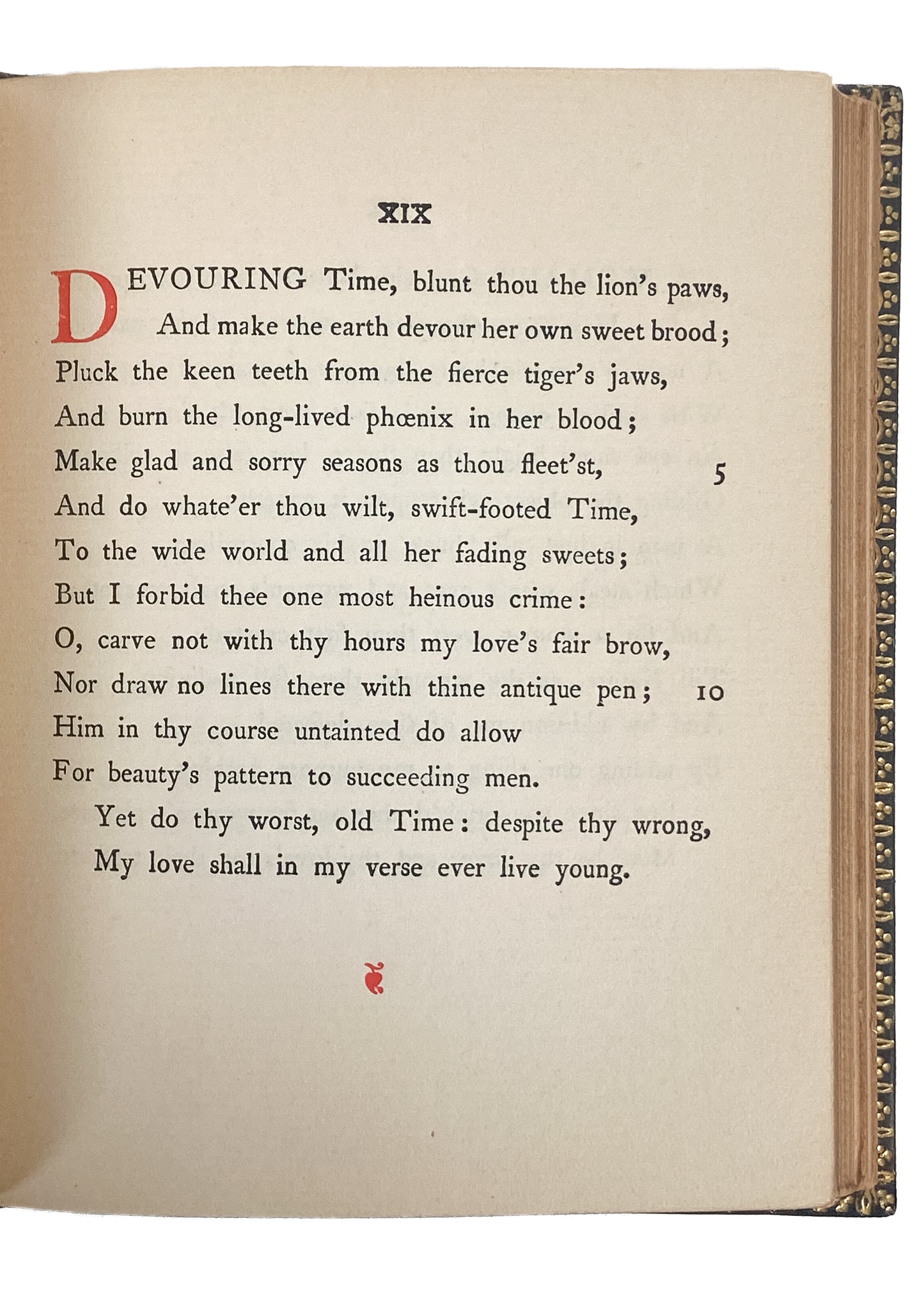 1900. WILLIAM SHAKESPEARE. The Sonnets in Fine Riviere Binding and Finely Printed.