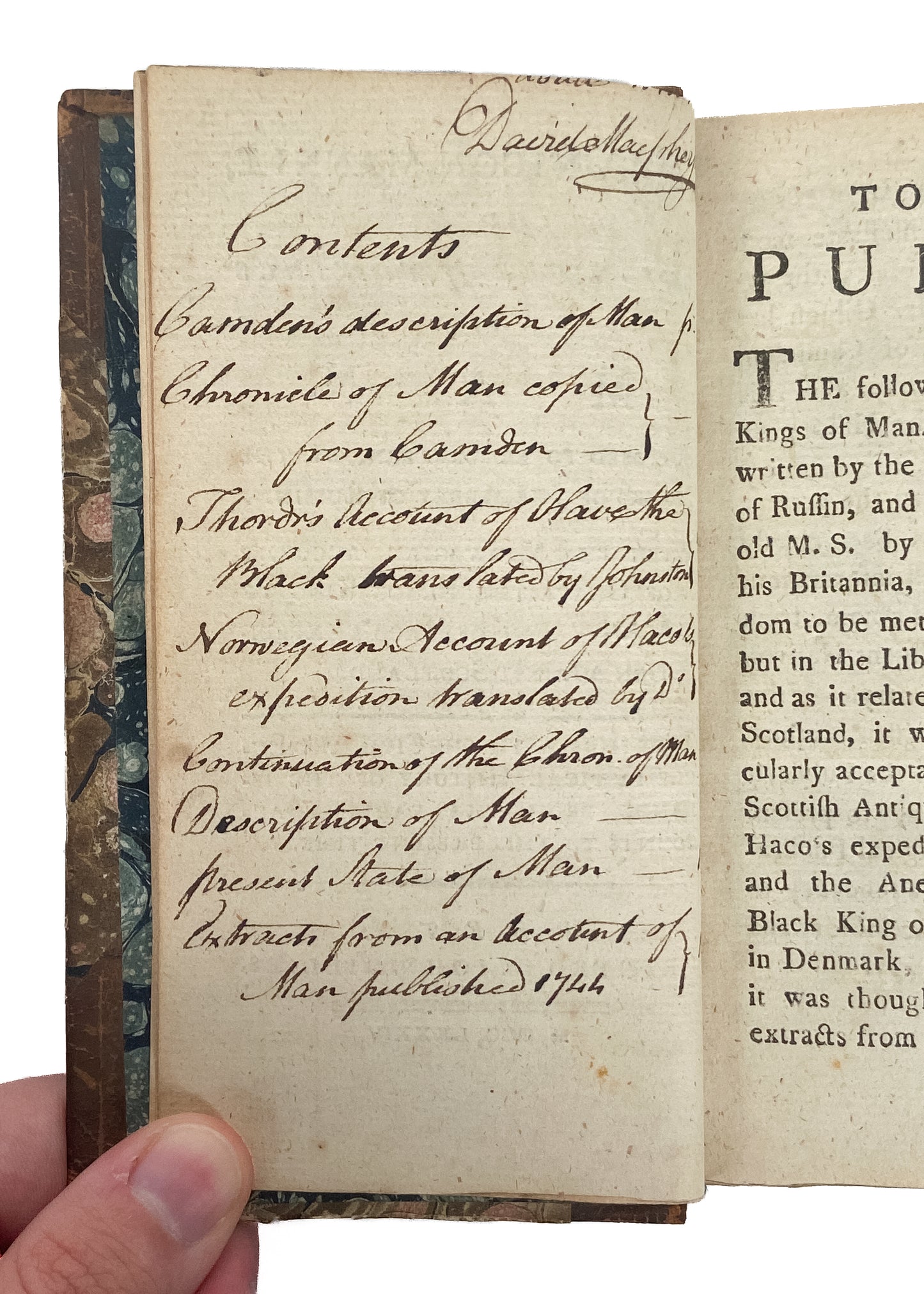 1784 SCOTLAND - ISLE OF MAN. Rare Chronicle of the Kings of Isle of Man + Haco's Expedition against Scotland.