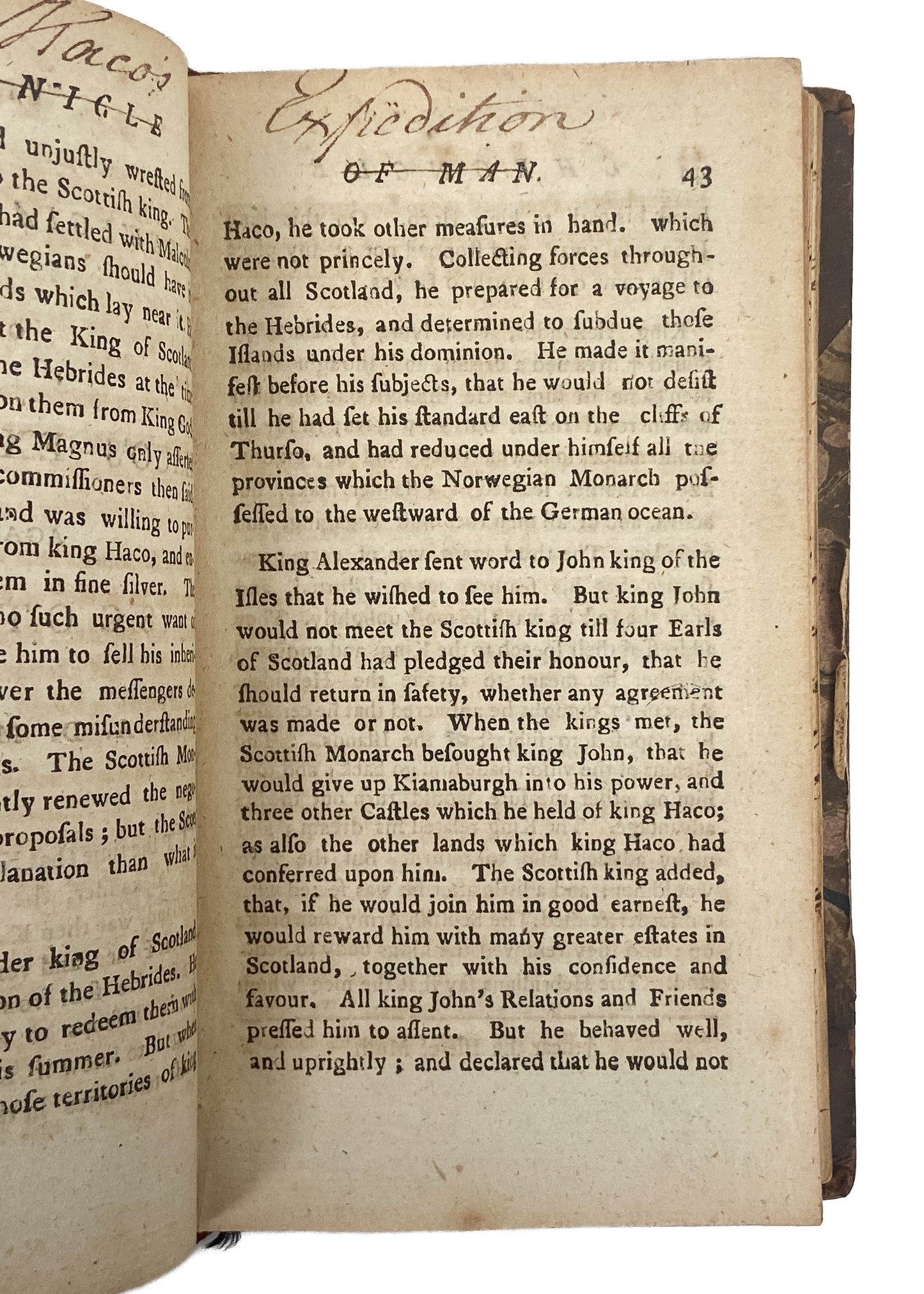 1784 SCOTLAND - ISLE OF MAN. Rare Chronicle of the Kings of Isle of Man + Haco's Expedition against Scotland.