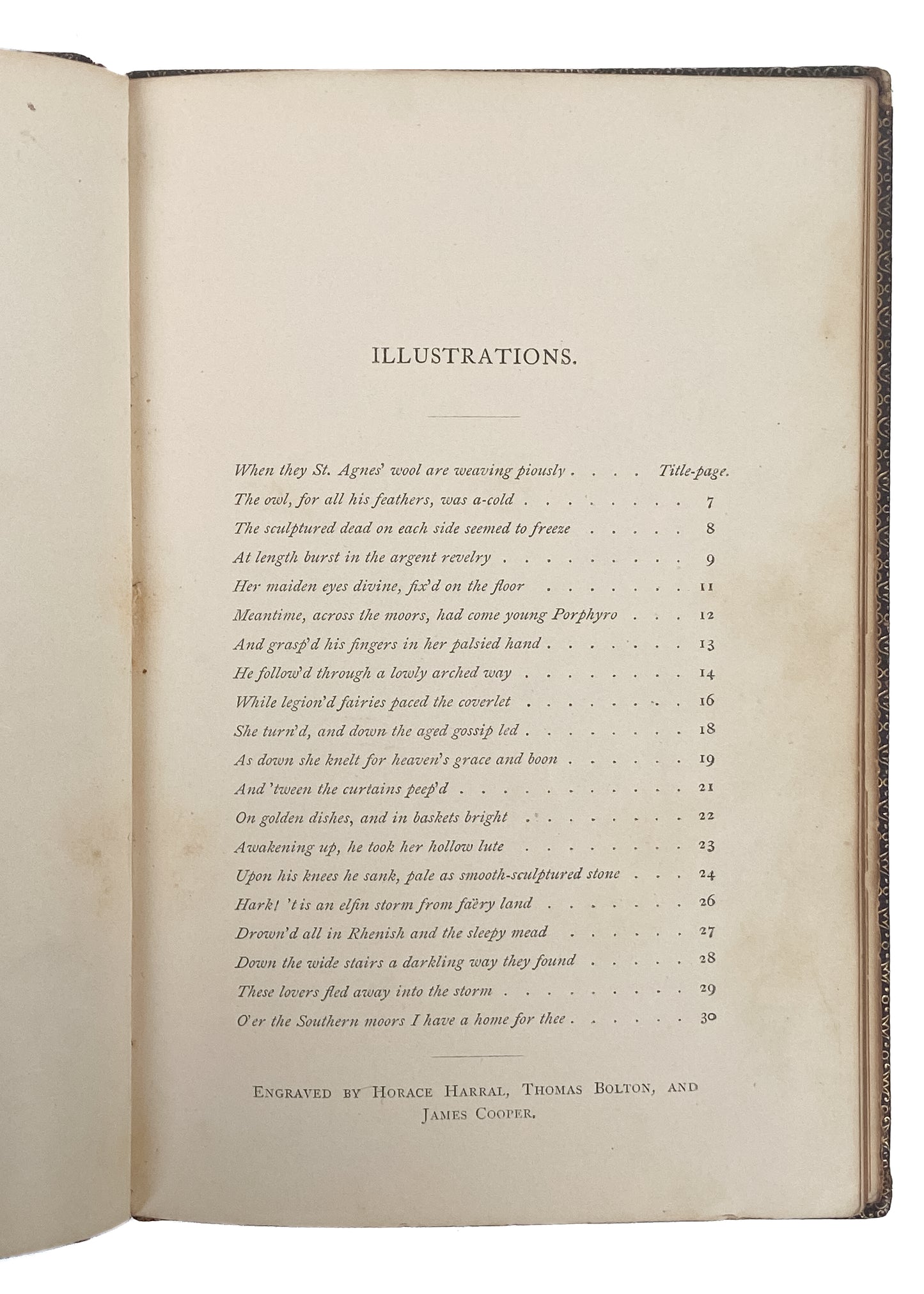 1860 JOHN KEATS. Finely Bound "The Eve of St. Agnes" with Illustrations by Edward H. Wehnert.