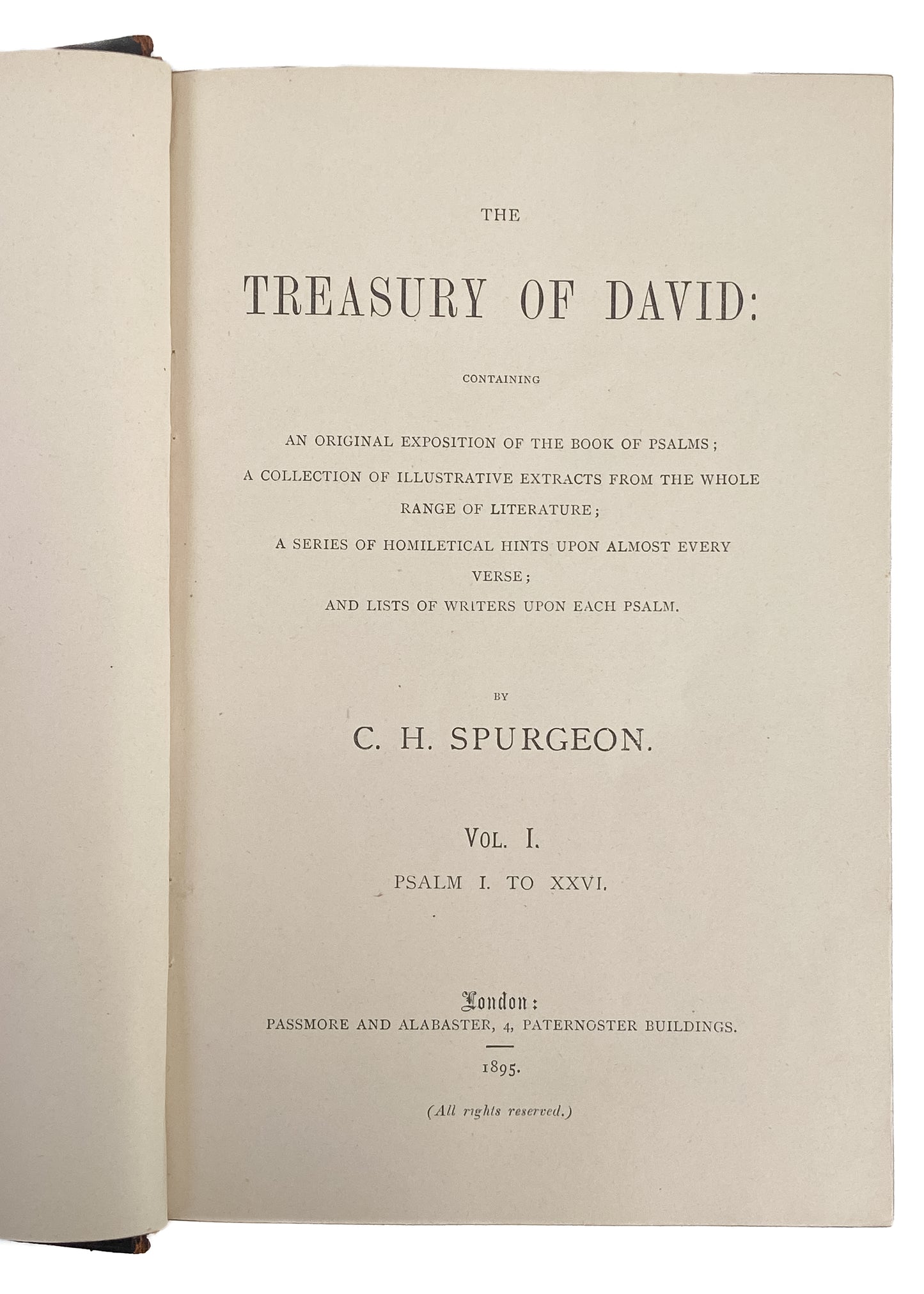 1895 C. H. SPURGEON The Treasury of David. Fine Half Leather / Autographed!