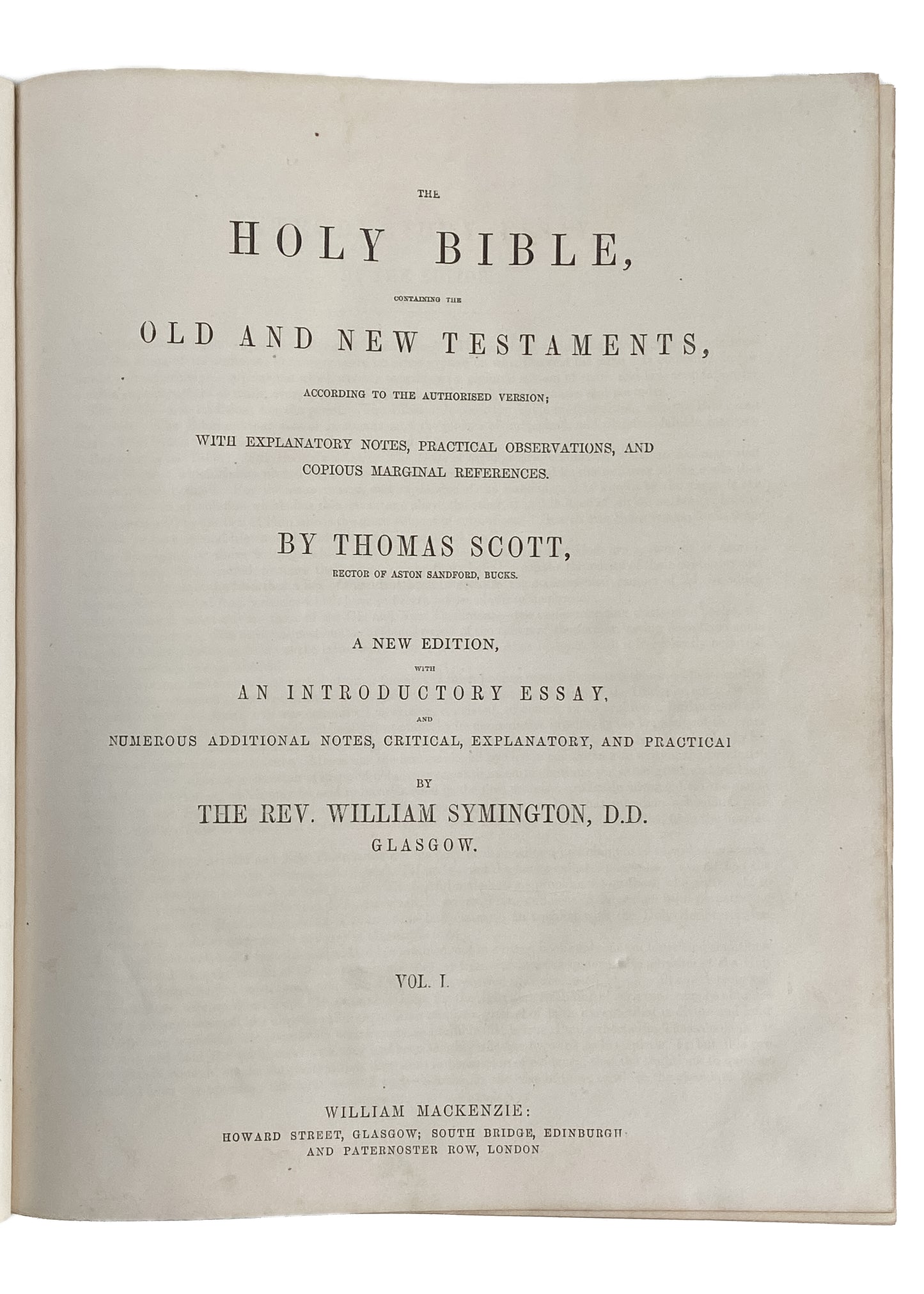 1850 THOMAS SCOTT. Commentary on Entire Bible in Three Large Folios. Beautiful Set!