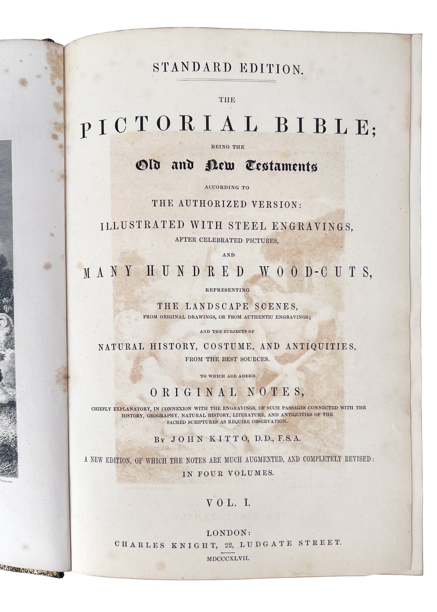 1847 JOHN KITTO. The Pictorial Bible in Four Straight-Grain Calf Bindings. Spurgeon Recommended