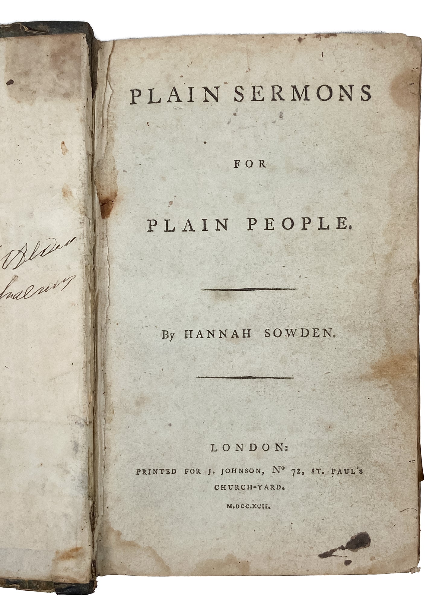 1792 FEMALE PRESBYTERIAN SERMONS. Rare Female "Written" Sermons Argue for Status Quo, Including Servants & Slaves.