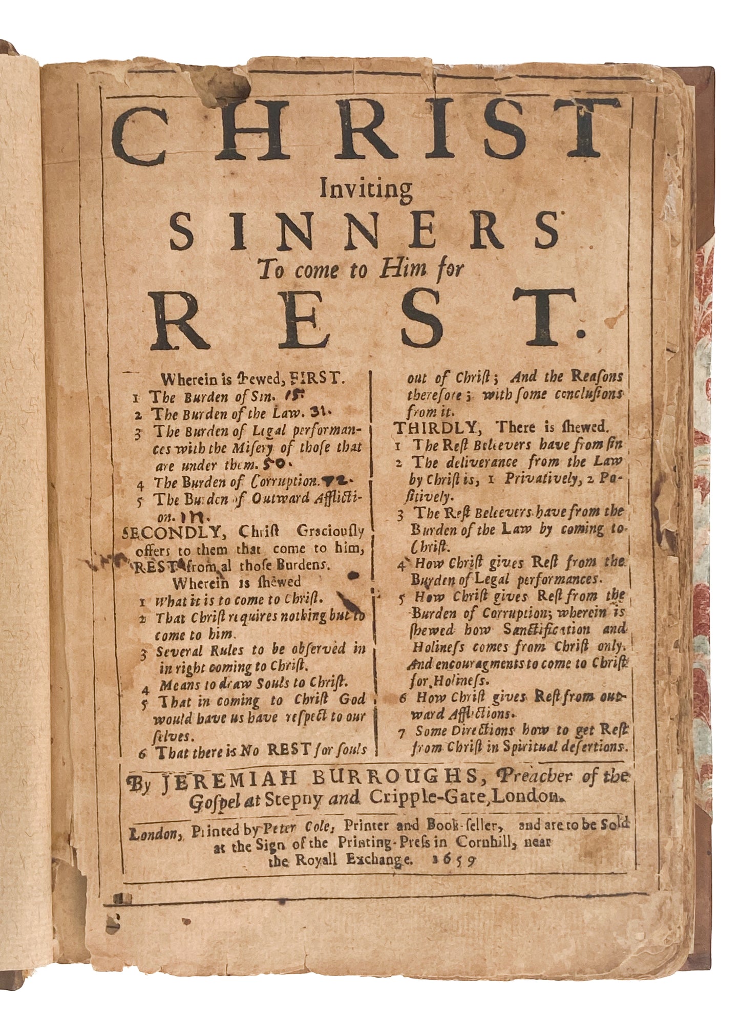 1659 JEREMIAH BURROUGHS. Christ Inviting Sinners to Rest in Him. Rare Puritan Work.