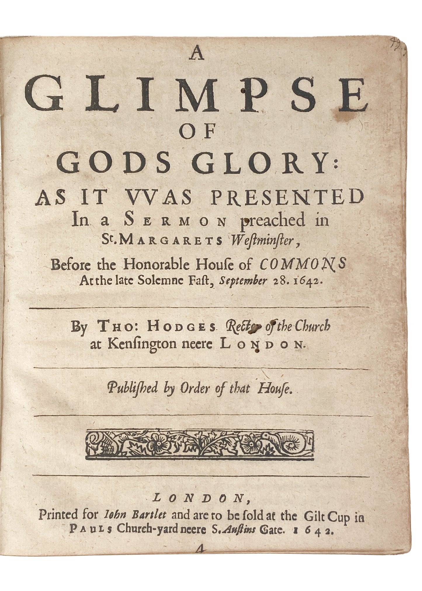 1642 THOMAS HODGES. Covenanter on the Means of Displaying the Glory of God