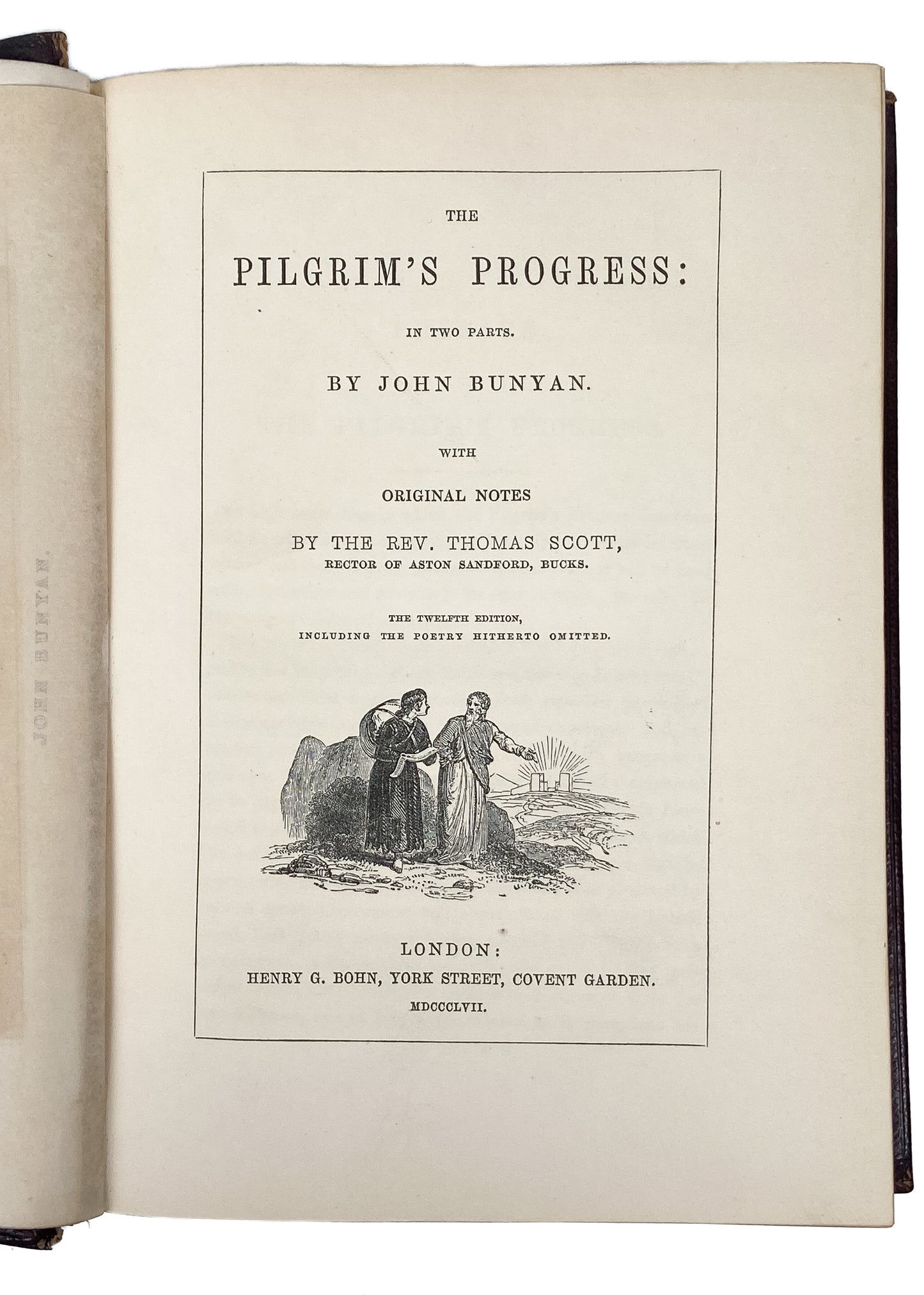 1857 JOHN BUNYAN. The Pilgrim's Progress in Near Fine Morocco with Scott's Notes & Engravings.