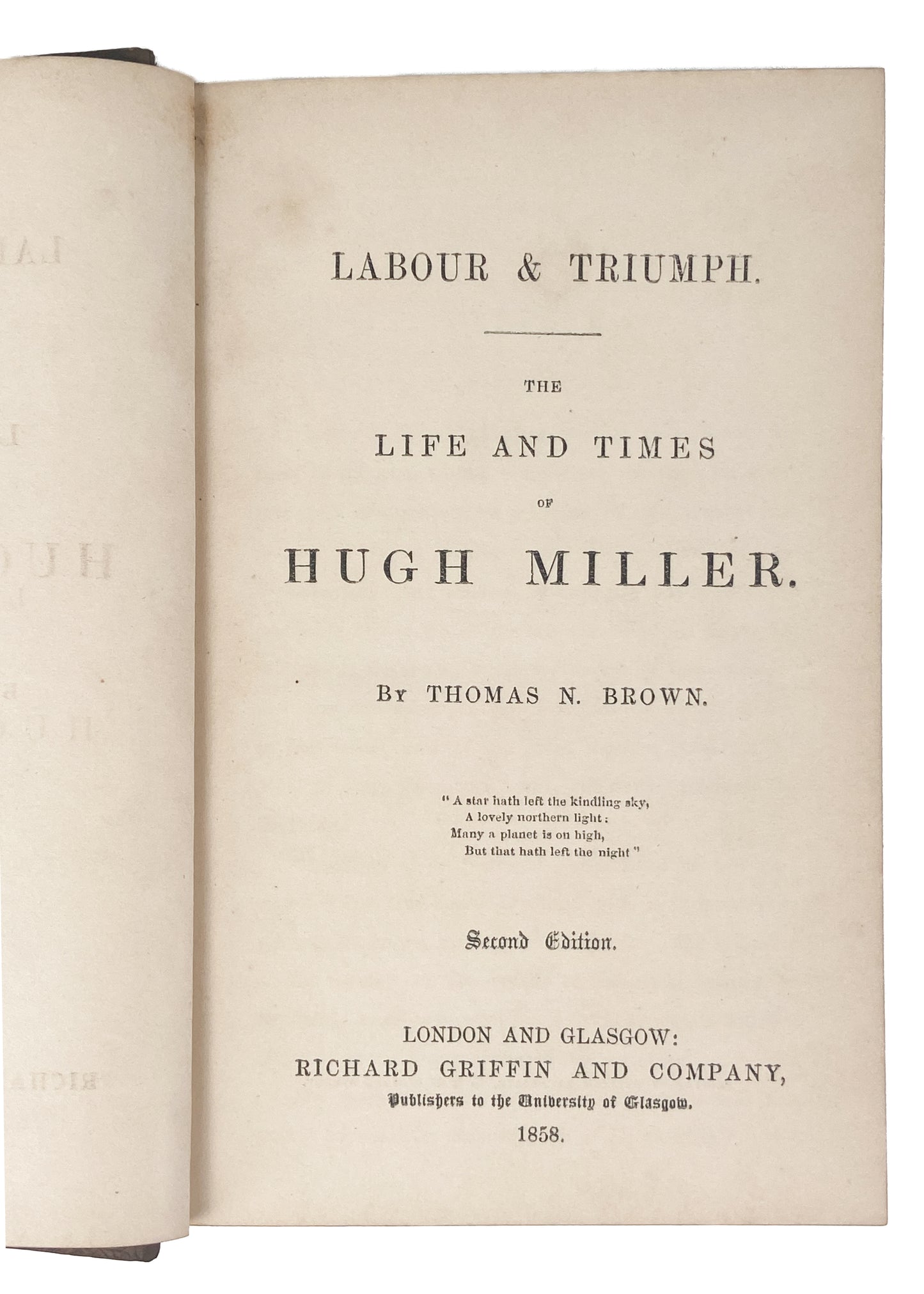 1858 HUGH MILLER. Life of Important Early Christian Geologist - Contra Darwin. Committed Suicide.