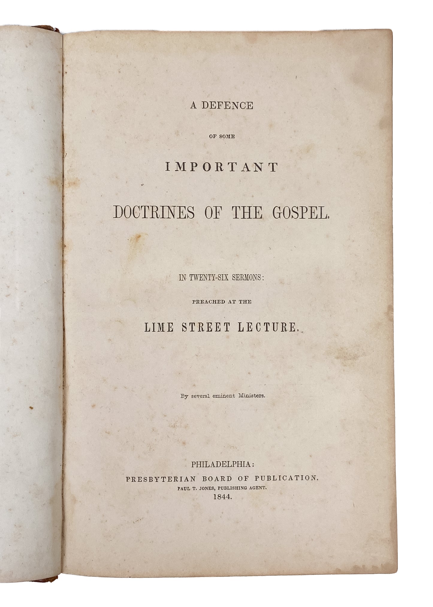 1731. LIME STREET LECTURES. Rare Baptists & Puritans Defend Reformed Doctrine & Calvinism.