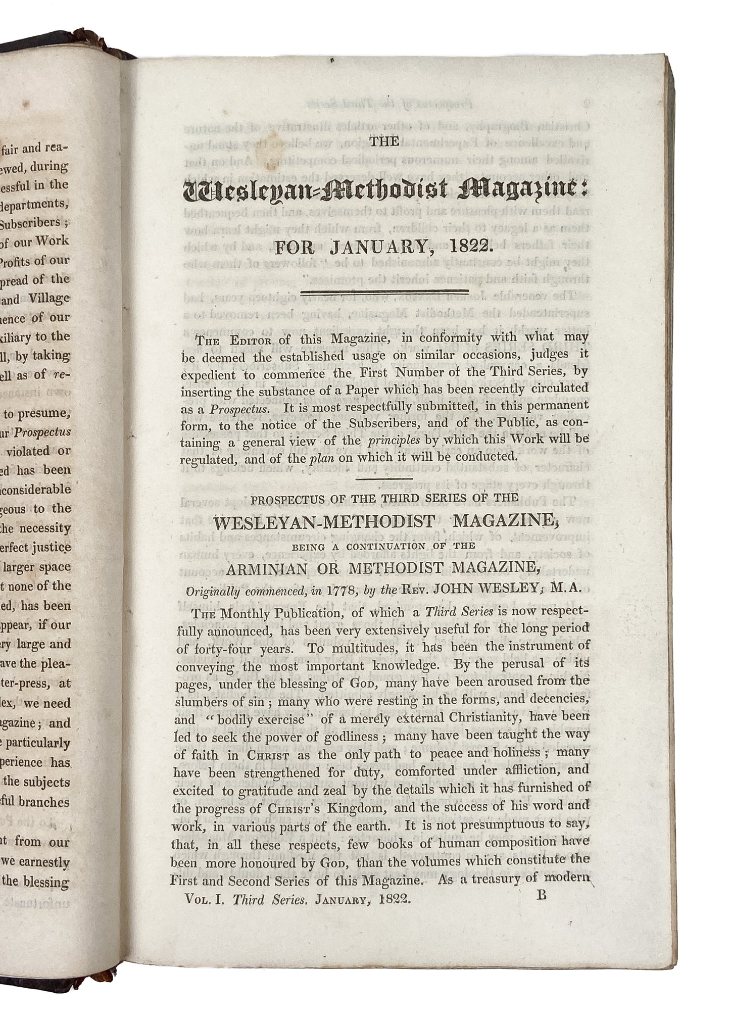 1822 WESLEYAN-METHODIST MAG. Wesley on Slavery, James Arminius, Revivals and Holiness, etc.