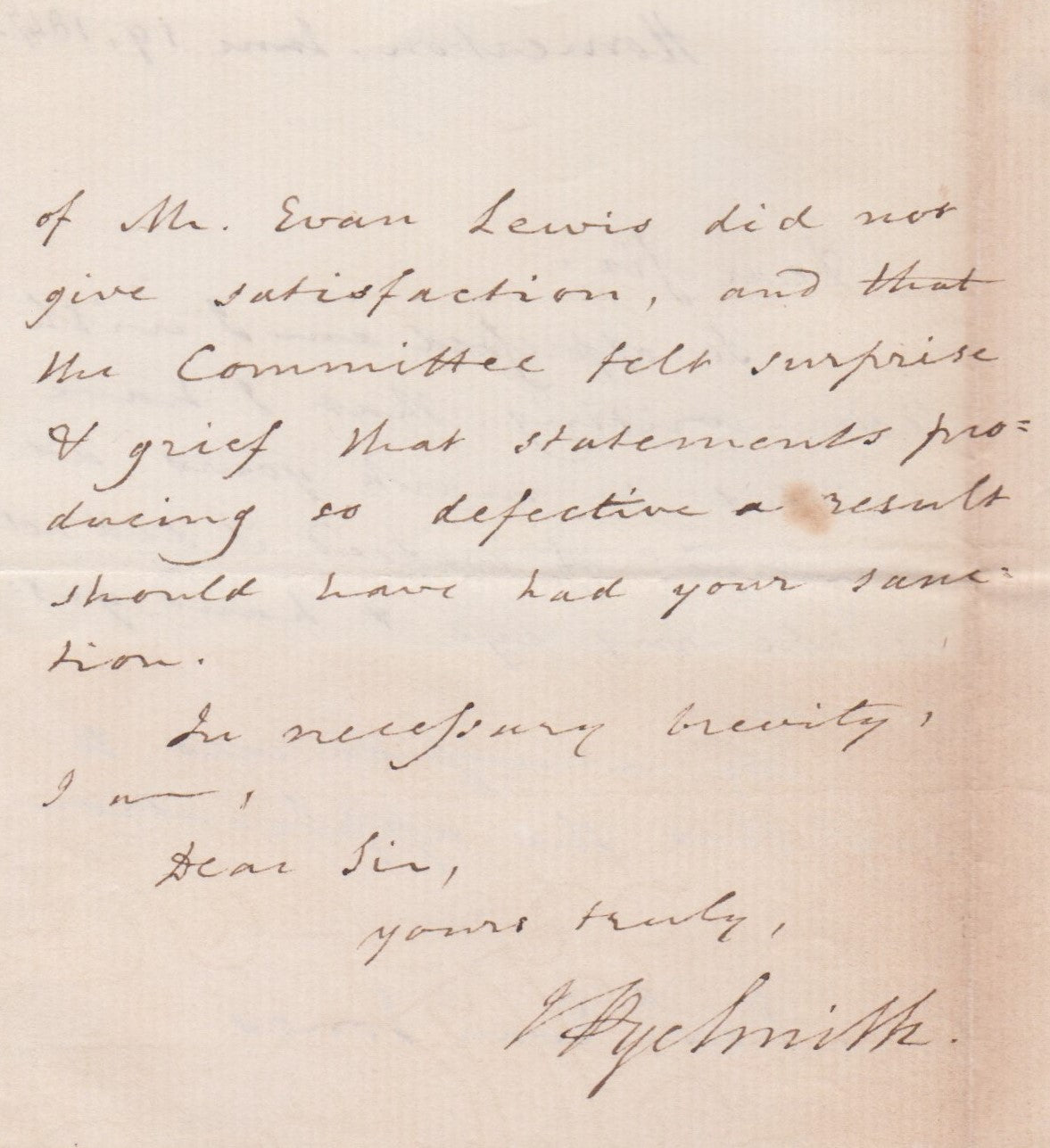 1847 JOHN PYE SMITH. Letter Expressing Disdain for Unsatisfactory Candidate for Ministry.