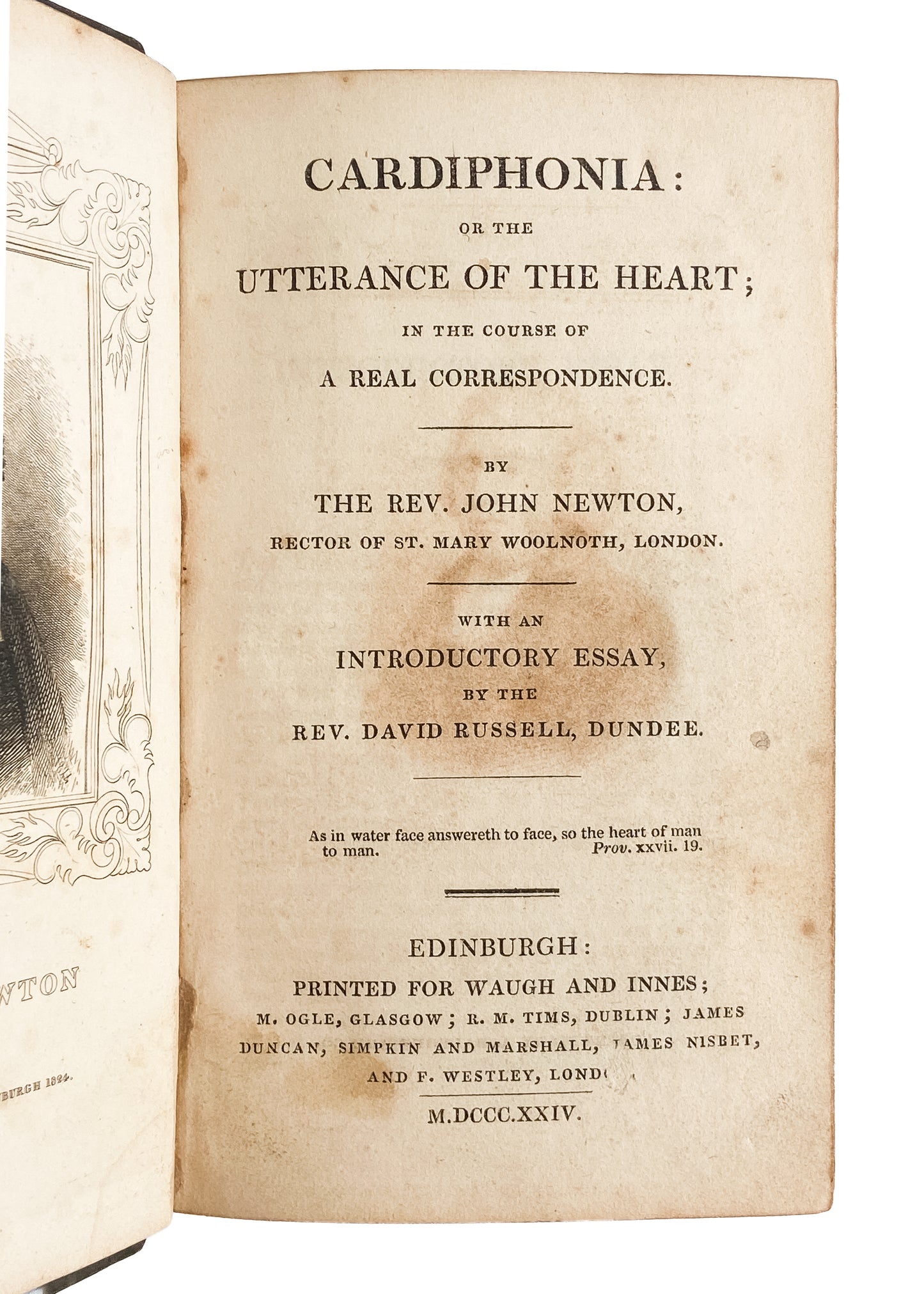 1824 JOHN NEWTON. Cardiphonia, Or Utterances of the Heart. Superb Leather Binding.