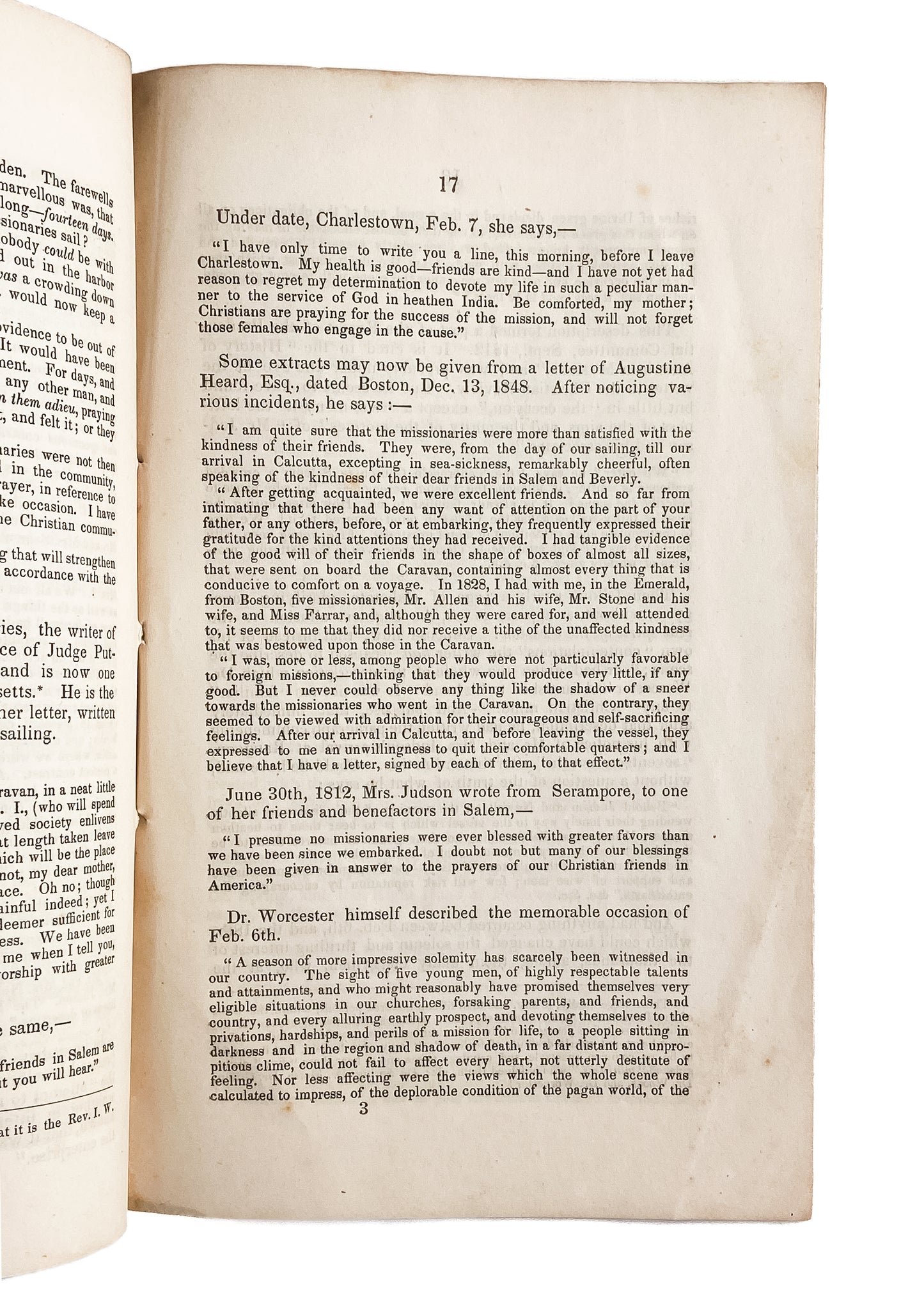 1849 ADONIRAM JUDSON. Correction Regarding Erroneous Statements Regarding His Missionary Departure.