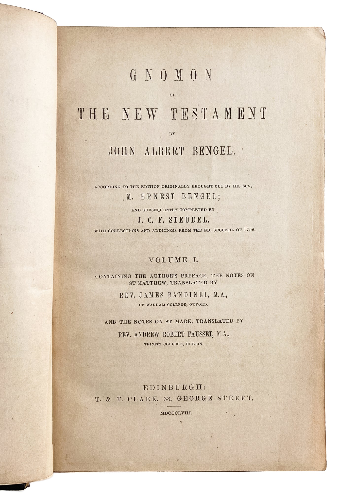 1858 JOHN ALBERT BENGEL. Gnomon of the New Testament. Nice Leather - Spurgeon Rec.