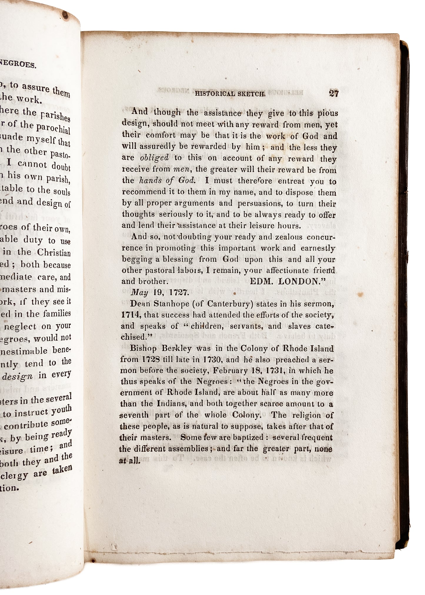 1842 SLAVES & CHRISTIANITY. The Religious Instruction of the Negroes on Georgia Plantations.