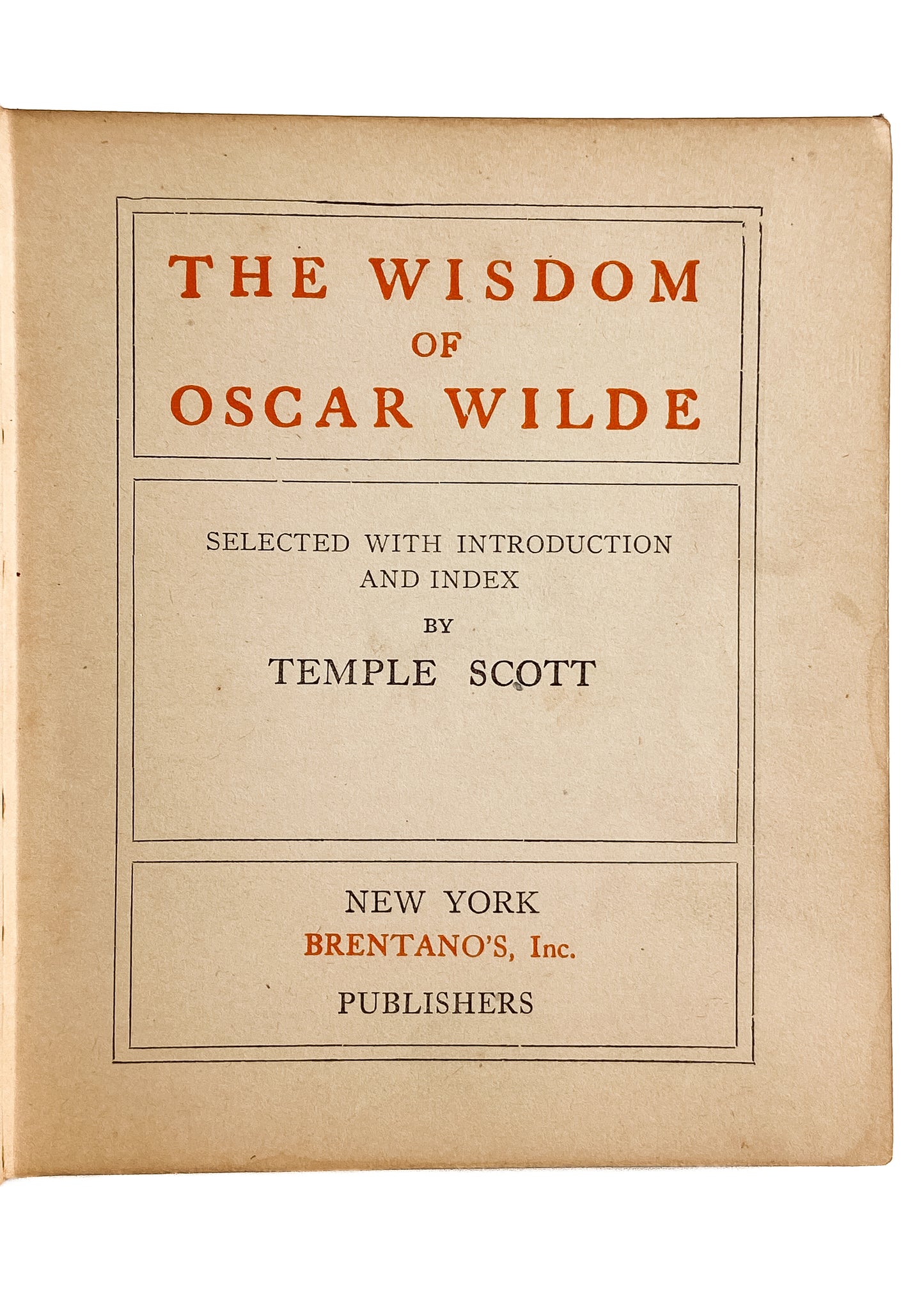 1906 OSCAR WILDE. Rare "Wisdom of Oscar Wilde" in Fine Victorian Binding.