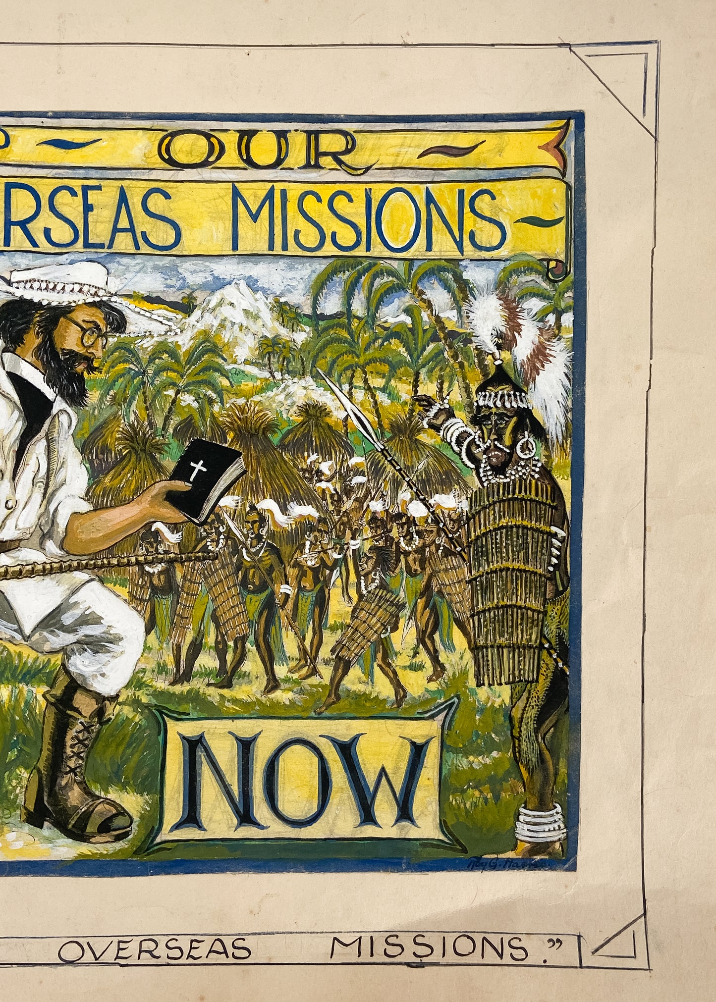 1950 METHODIST MISSIONS. Original Illustration for Methodist Overseas Missions by Roy G. Harris.