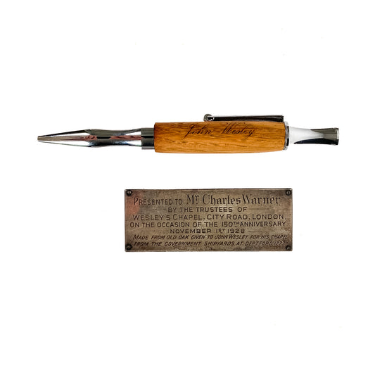 1777 JOHN WESLEY. Pen Made from Wood Pillars Gifted by King George to John Wesley!