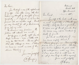 1887 C. H. SPURGEON. Print and Manuscript Letter Regarding His Own Weariness & Mrs. Spurgeon's Health