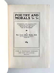 1900 LOUIS ALBERT BANKS. Poetry and Morals. Rare First Edition in Fine Condition.