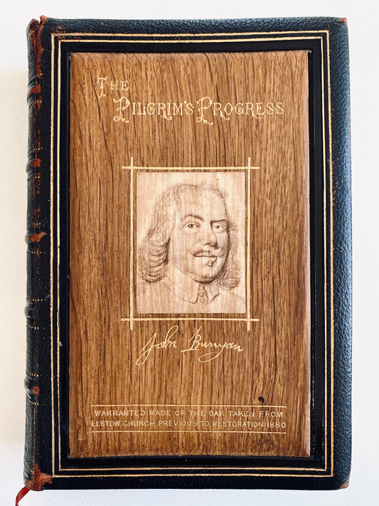 1881 JOHN BUNYAN. Pilgrim's Progress Bound in Oak from His Original 17th Century Church!