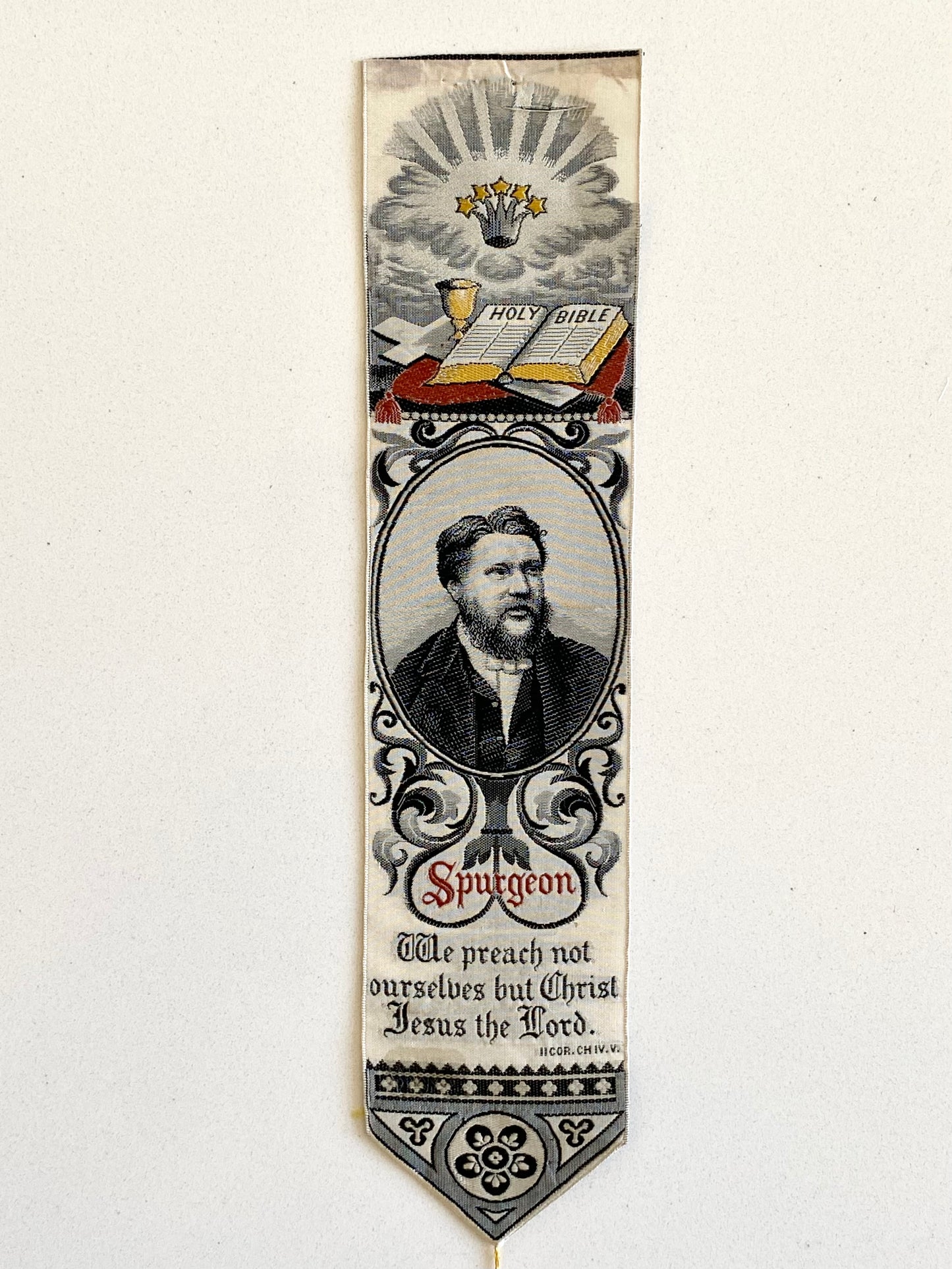 1870's C. H SPURGEON. Exceptional Victorian Silk Stevengraph Bookmark