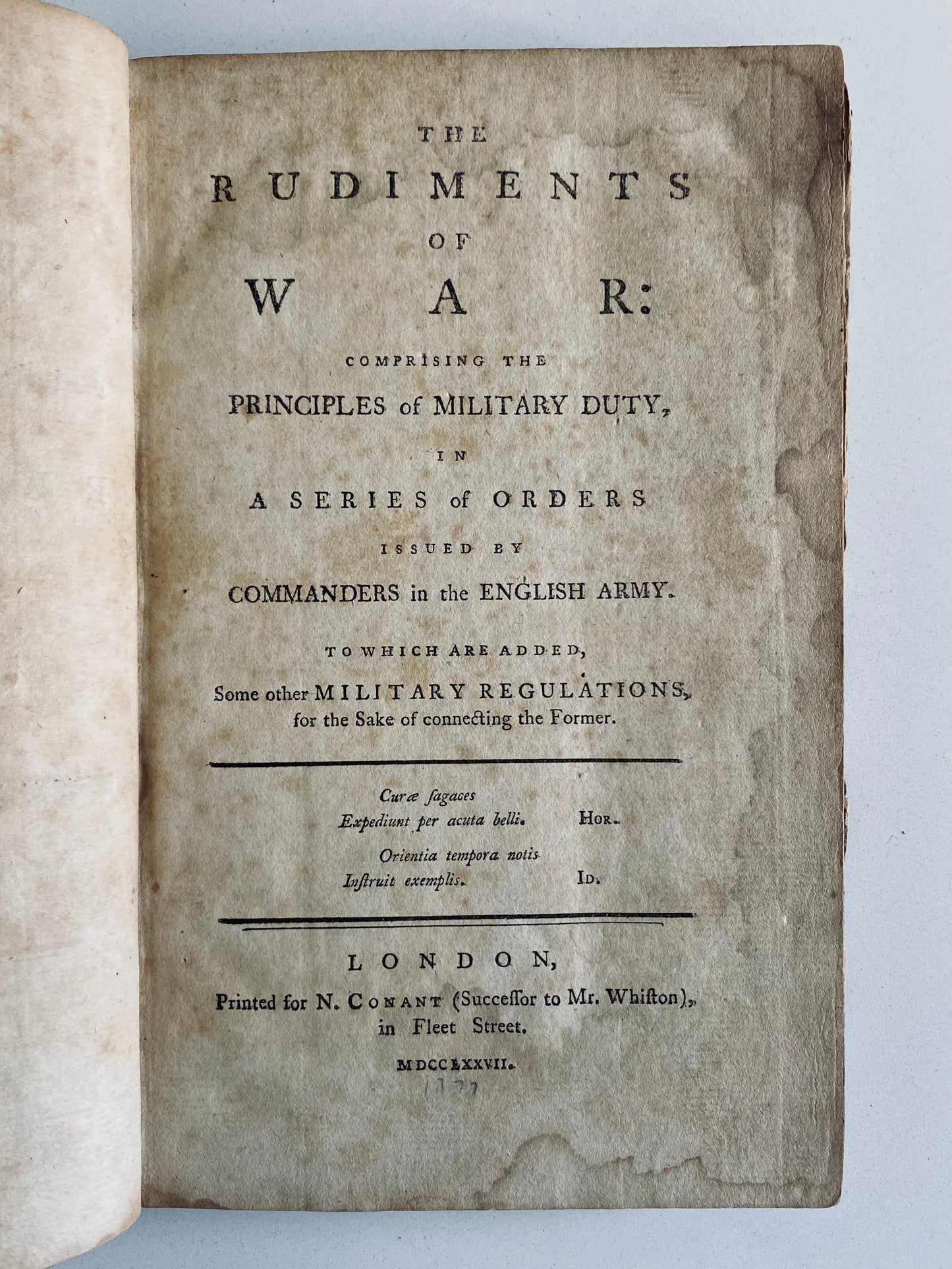 1777 RARE REVOLUTIONARY WAR MANUAL. Provenance to the Son of One of the Heroes of the American Revolution.